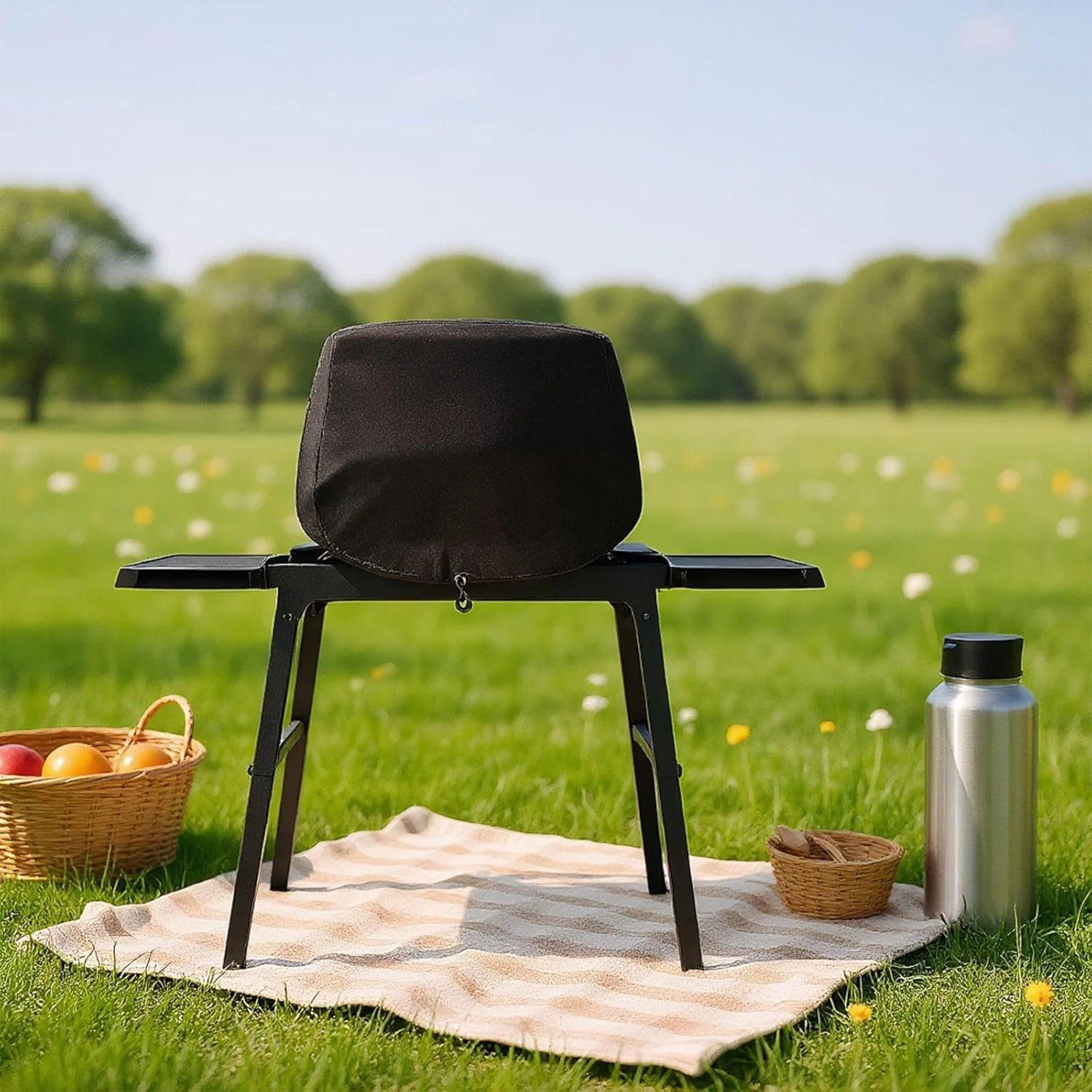 BBQ Cover for Ninja Woodfire Pro XL Outdoor Grill 600D Oxford Waterproof Dustproof Outdoor BBQ Cover Compatible with OG850 OG951 Electric Grill Accessories Black Unron image number 2