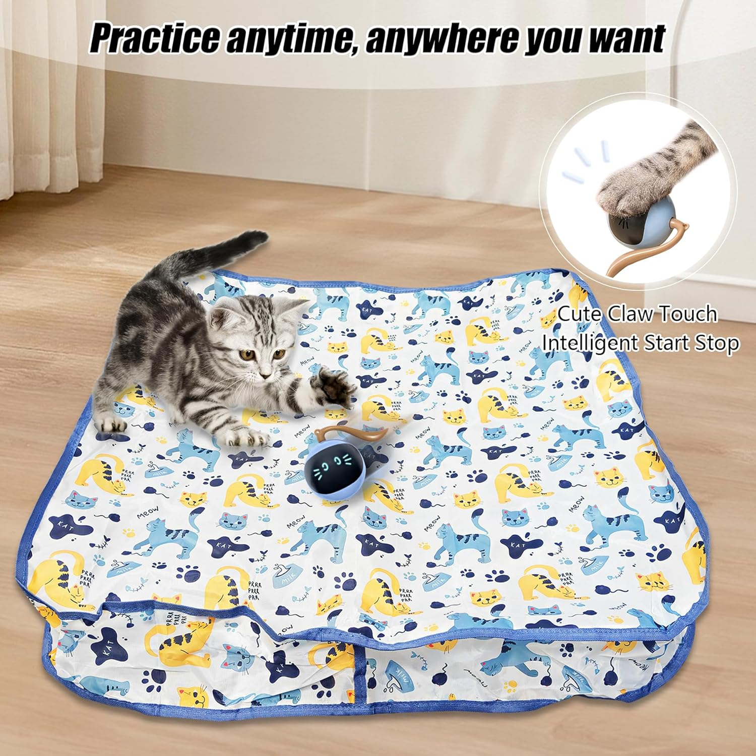 Oiuyamn Interactive Pet Toys Ball, Smart Pet Ball Fast Rolling in Pouch, Motion Activated Chirping Pet Toy, Hide and Seek Kitten Toy image number 5