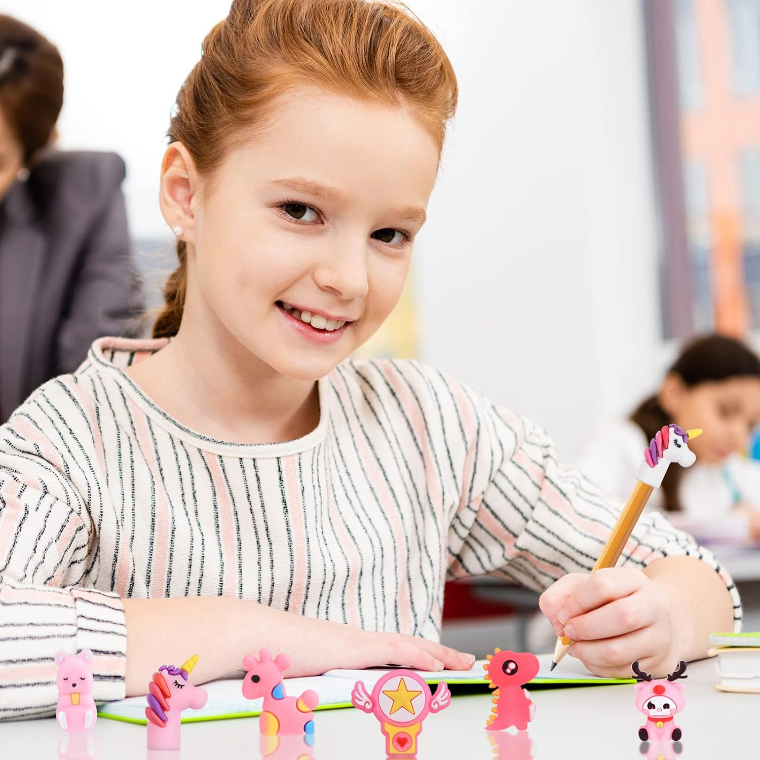 ELECLAND 27 Pieces Pencil Toppers Animal Pencil Toppers Dinosaur Pen Toppers Clip on Pencil Classroom Prizes for Kids Office School Supplies Party Favors image number 4