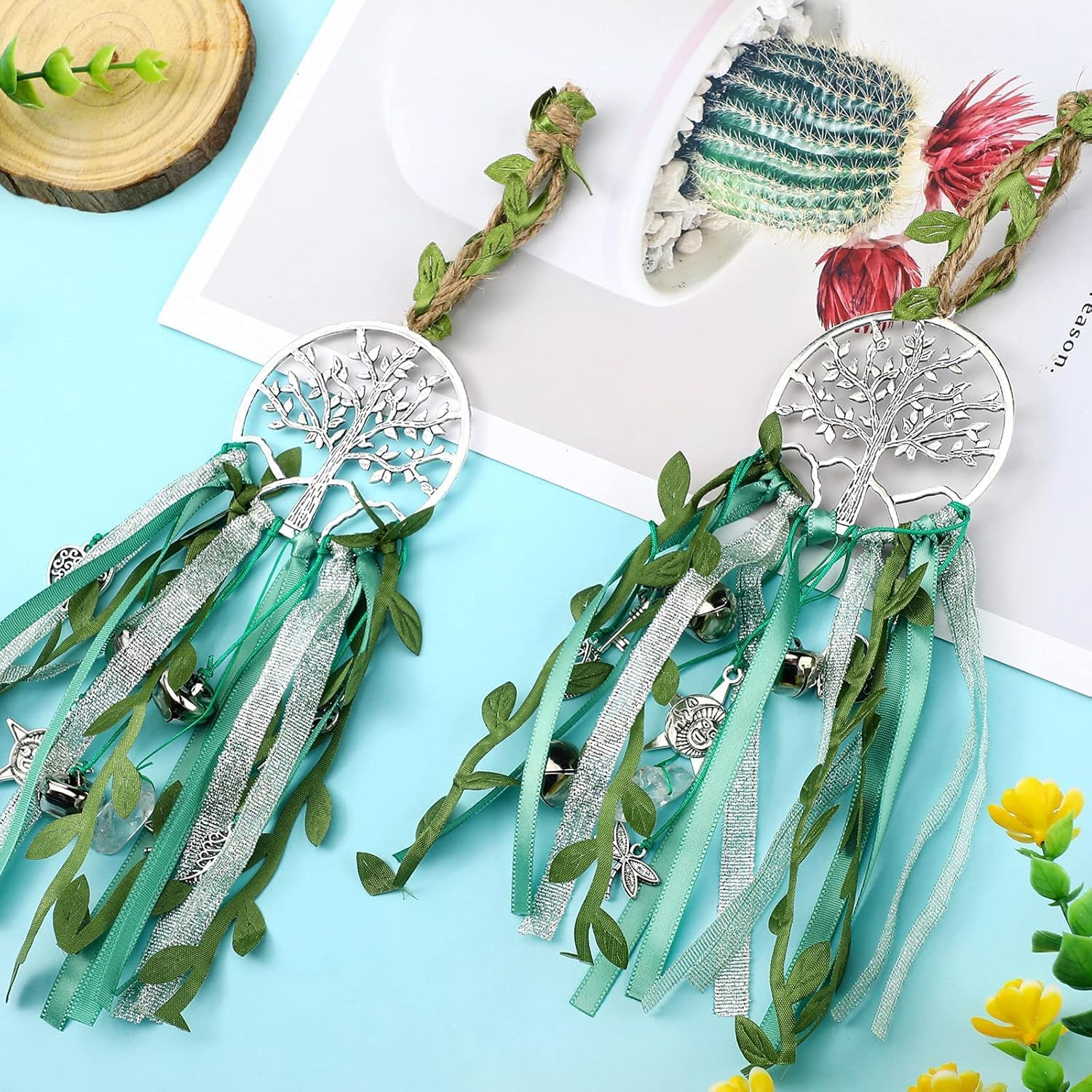 Witch Bells Protection for Door Knob Tree of Life Wind Chime Hanger Clear Negative Energy Witchcraft Supplies Witch Wind Chimes Wreath Pagan Bell Decor for Witchy Boho Room (Vivid Style) image number 6