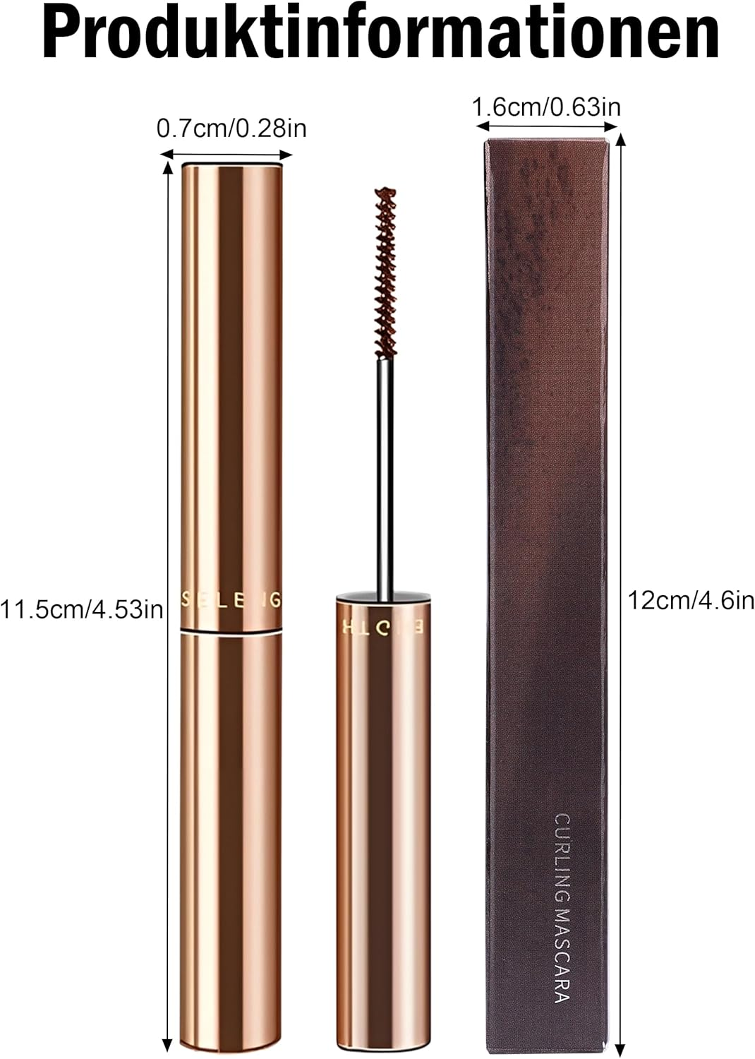 Erinde Pack of 2 Black and Brown Mascara with Fine Brush, Waterproof Mascara, Long-Lasting and Smudge-Proof Mascara, Extremely Volume, Natural Long Eyelashes, Swinging & Voluminous, Clump-Free image number 1