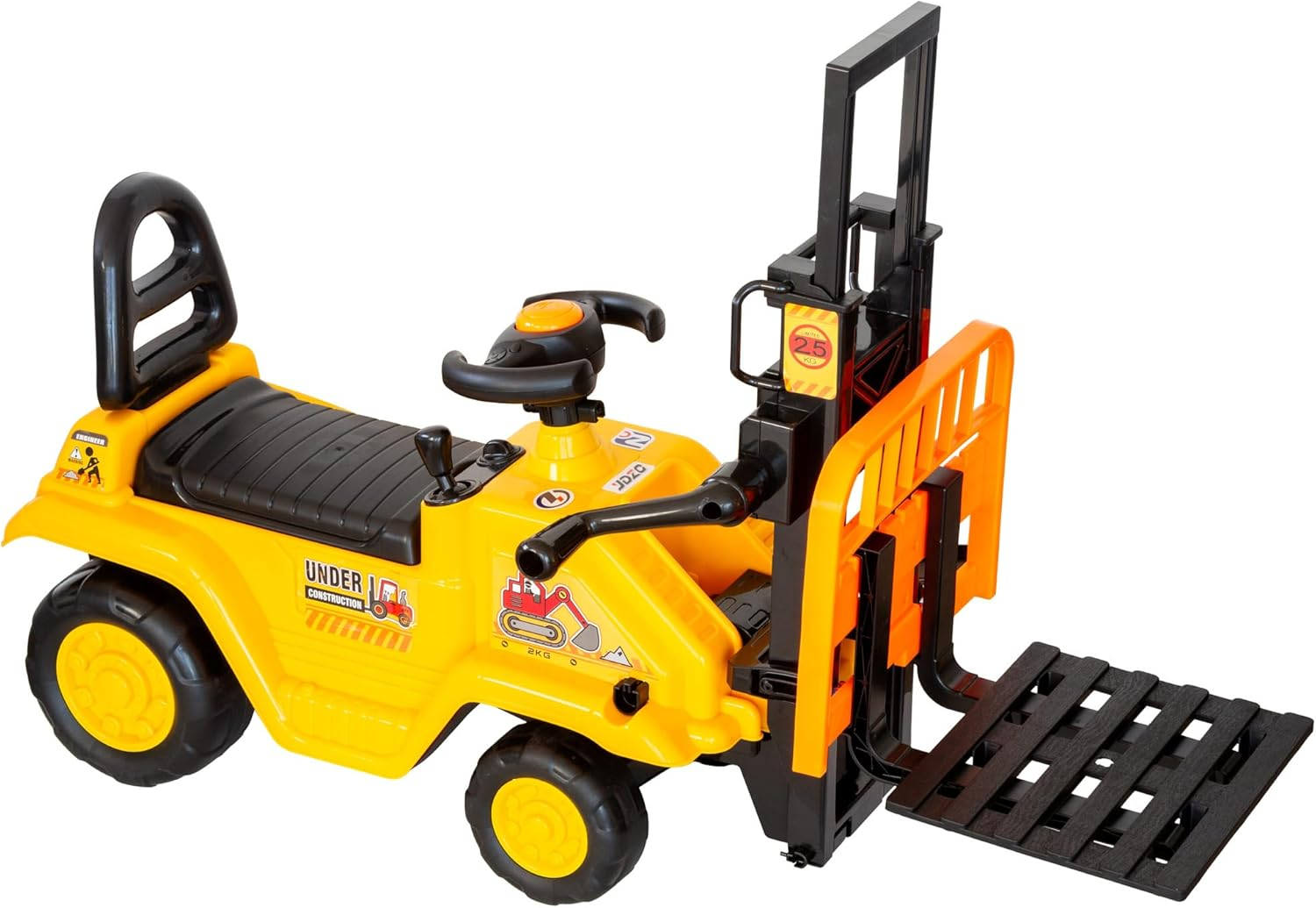 Lenoxx Ride-On Forklift Toy for Kids Ages 3+ with Manual Lifting Mechanism, Realistic Steering Wheel, Wide Wheelbase, Bold Yellow Construction Design &ndash; 30Kg Max Load image number 1