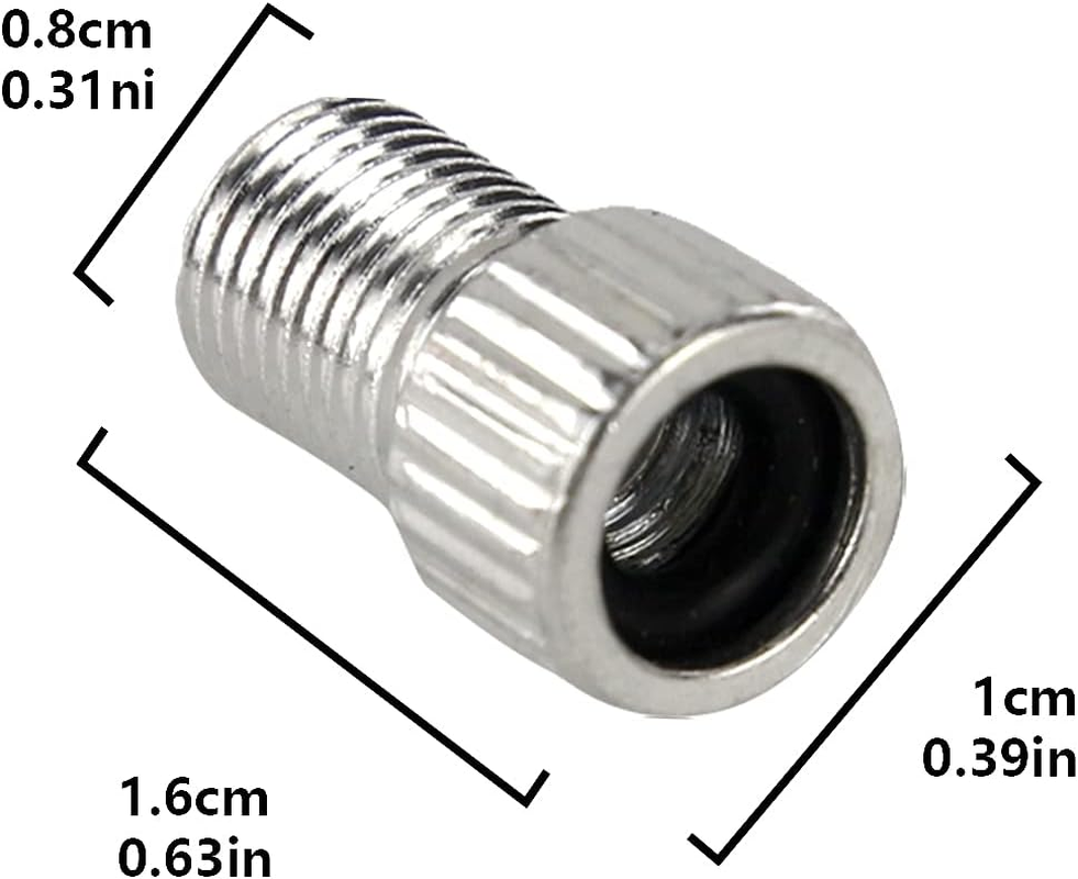 BOROLA 6PCS Bike Presta Valve Adapter Adaptor,Presta to Schrader Converter-Bike Pump Tire French/Uk to US - Inflate Caps(Silver) image number 4