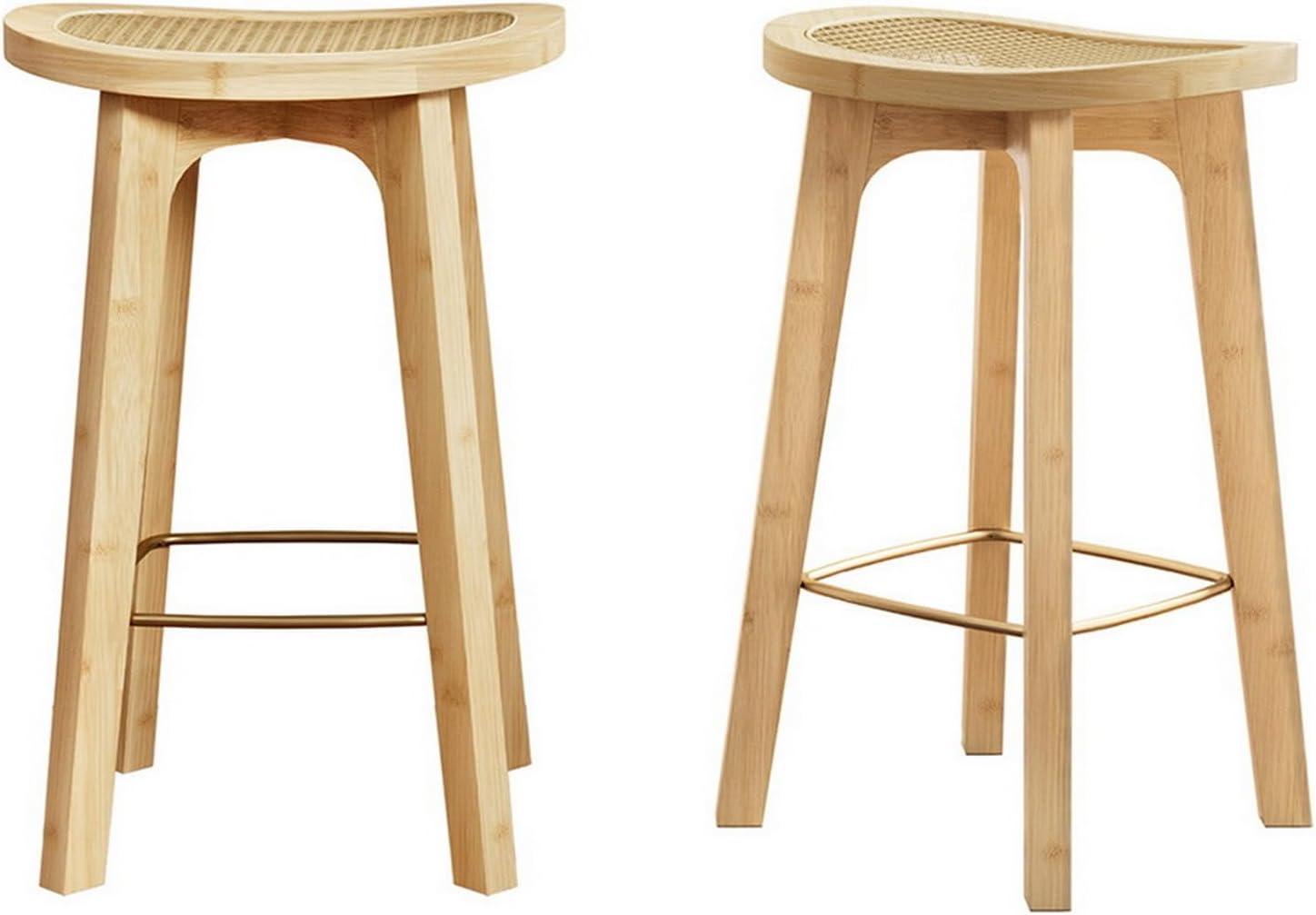 Artiss 2X Bar Stools Bamboo Rattan Stool Counter Chair Kitchen Barstools image number 5