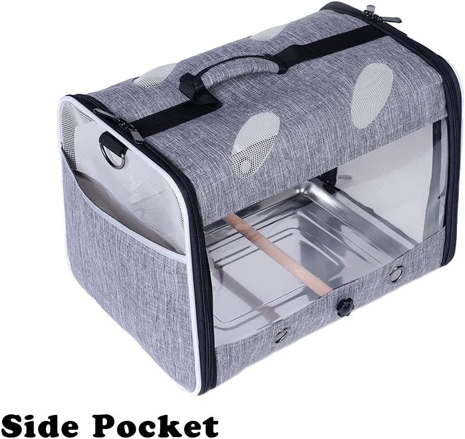 Bird Carrier with Stand Perch, Breathable Bird Travel Cage Parrot Carrier for Hiking, Airline Approved image number 2