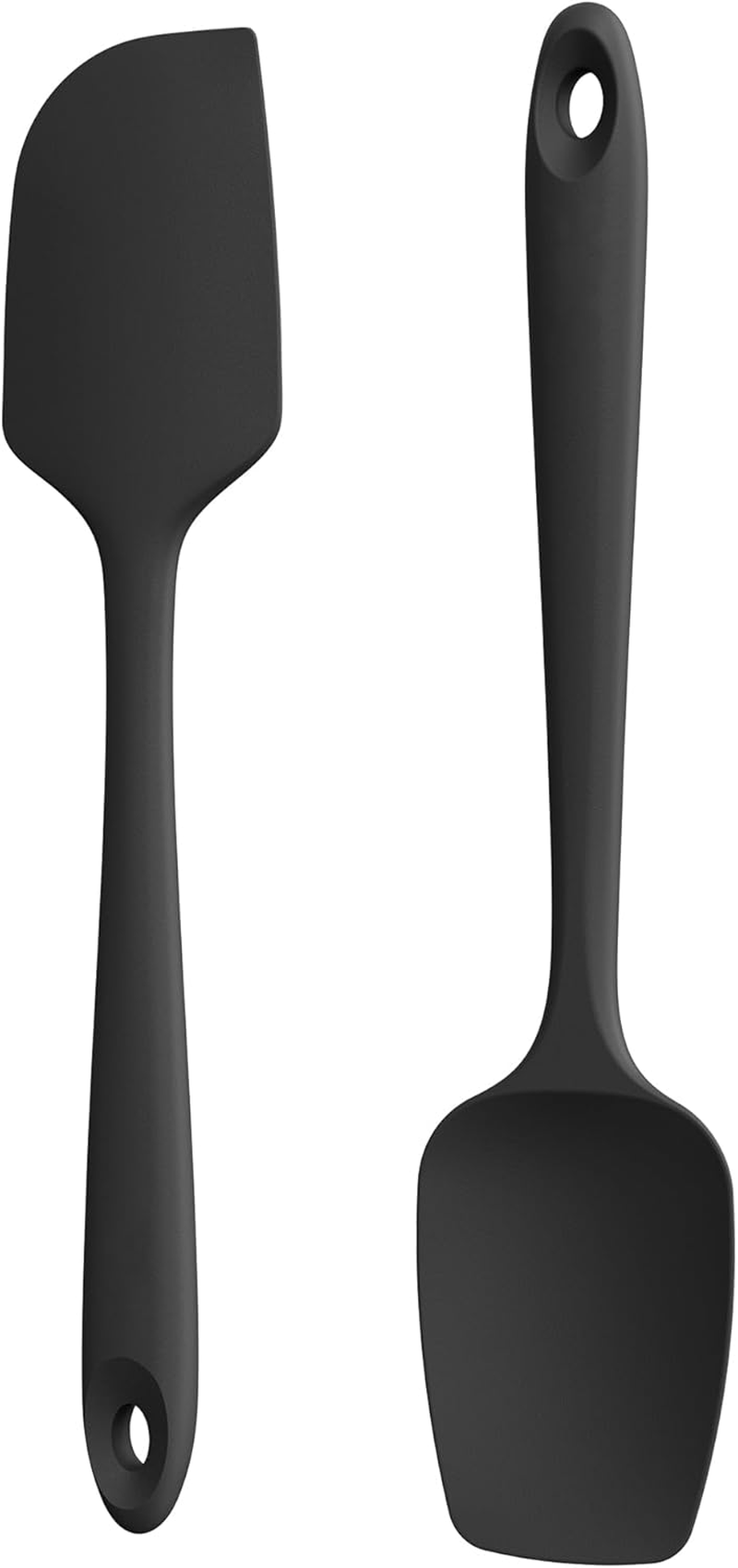 U-Taste Silicone Flat & Spoon Spatula: 315℃ Heat Resistant 28.9Cm Long Baking Scraper, Flexible Seamless Rubber Kitchen Cooking Mixing Utensil with Upgraded Non-Stick Surface (Set of 2, Black)