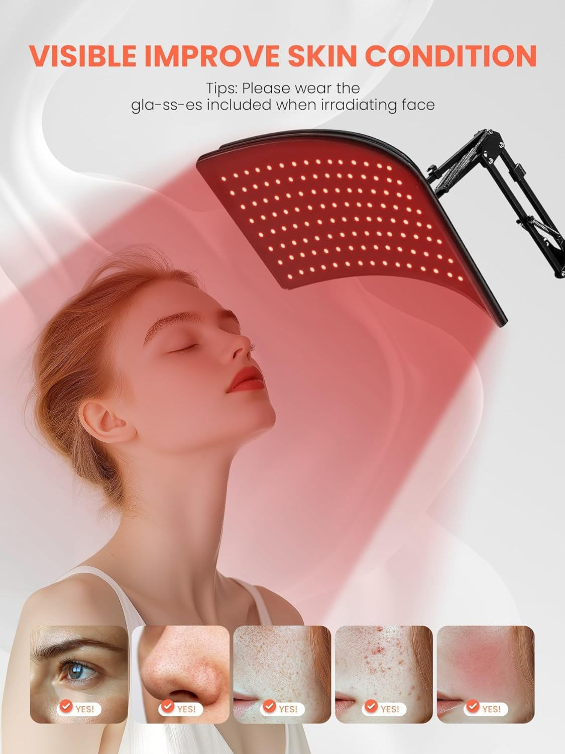 Koeay Red Light for Face and Body, Multifunction Red Light Lamp with Stand, 660Nm Anti-Wrinkle Red Light & 850Nm near Infrared Light Device for Face Skin Firmer and Body Relaxing Muscles Home Use image number 2