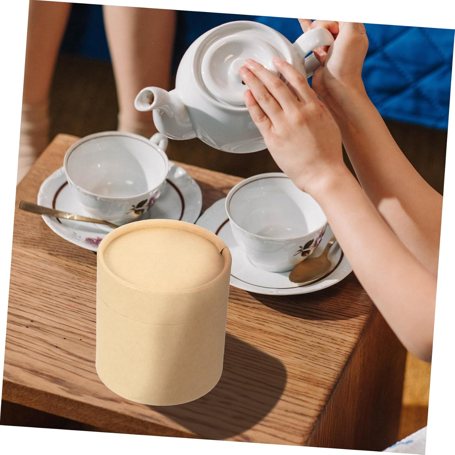 FELTECHELECTR 4Pcs Convenient Multi-Function Storage Jars Rustic Kraft Paper Tea Canisters Home Accessory for Tea and Spice Organization Portable and Practical Storage image number 6