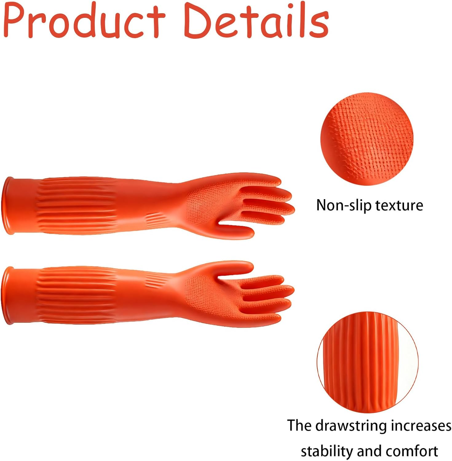 Latex Cleaning Gloves, Reusable Dishwashing Gloves, Soft Kitchen Glove ，For Dishwashing and Household Cleaning(Red)） image number 5