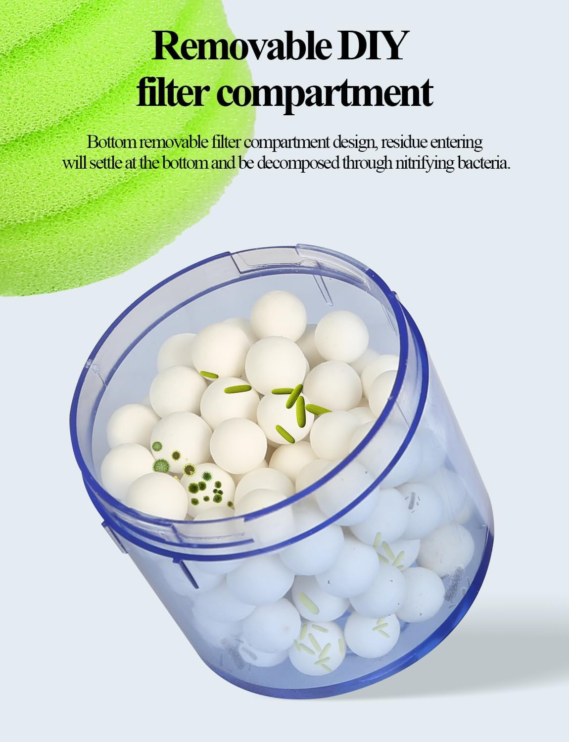 Boxtech Aquarium Biochemical Sponge Filter, Ultra Quite Aquarium Single Head Bio Sponge Fish Tank Foam Filter-Green image number 2