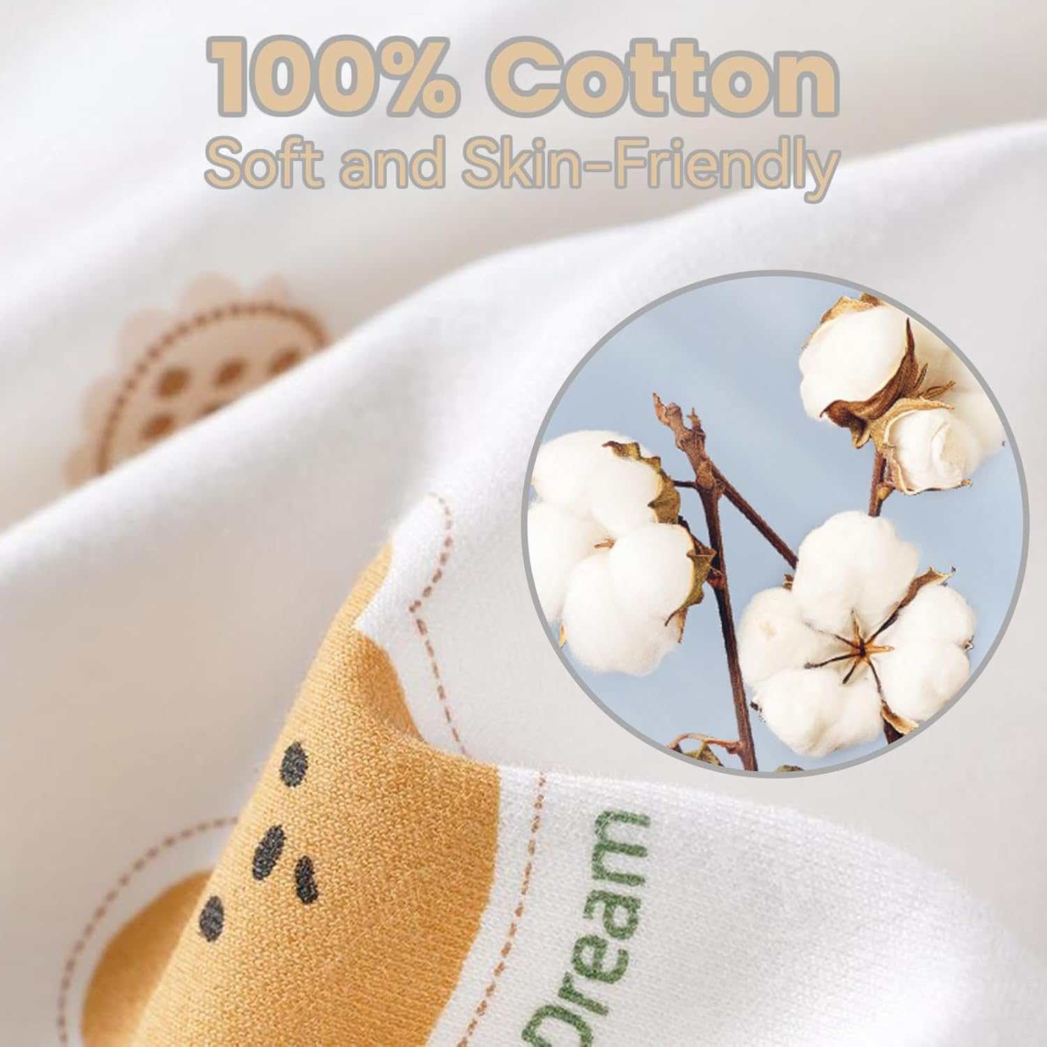 ZONEY Baby Blanket, 100% Organic Cotton Cute Newborn Swaddle, Double Layer Infant Receiving and Multi-Purpose Blanket,Lightweight Quilt Bath Towel Blanket for 0-12 Months,33.3X33.3(Moon) image number 2