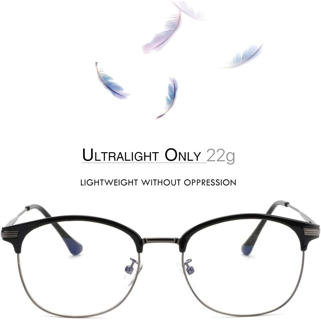 Blue Light Blocking Gaming Glasses anti Eyestrain Glasses Gaming Eyewear Retro Vision Care anti Glare for PC Laptop Gamer Reading (Black Frame Clear Lens) image number 3