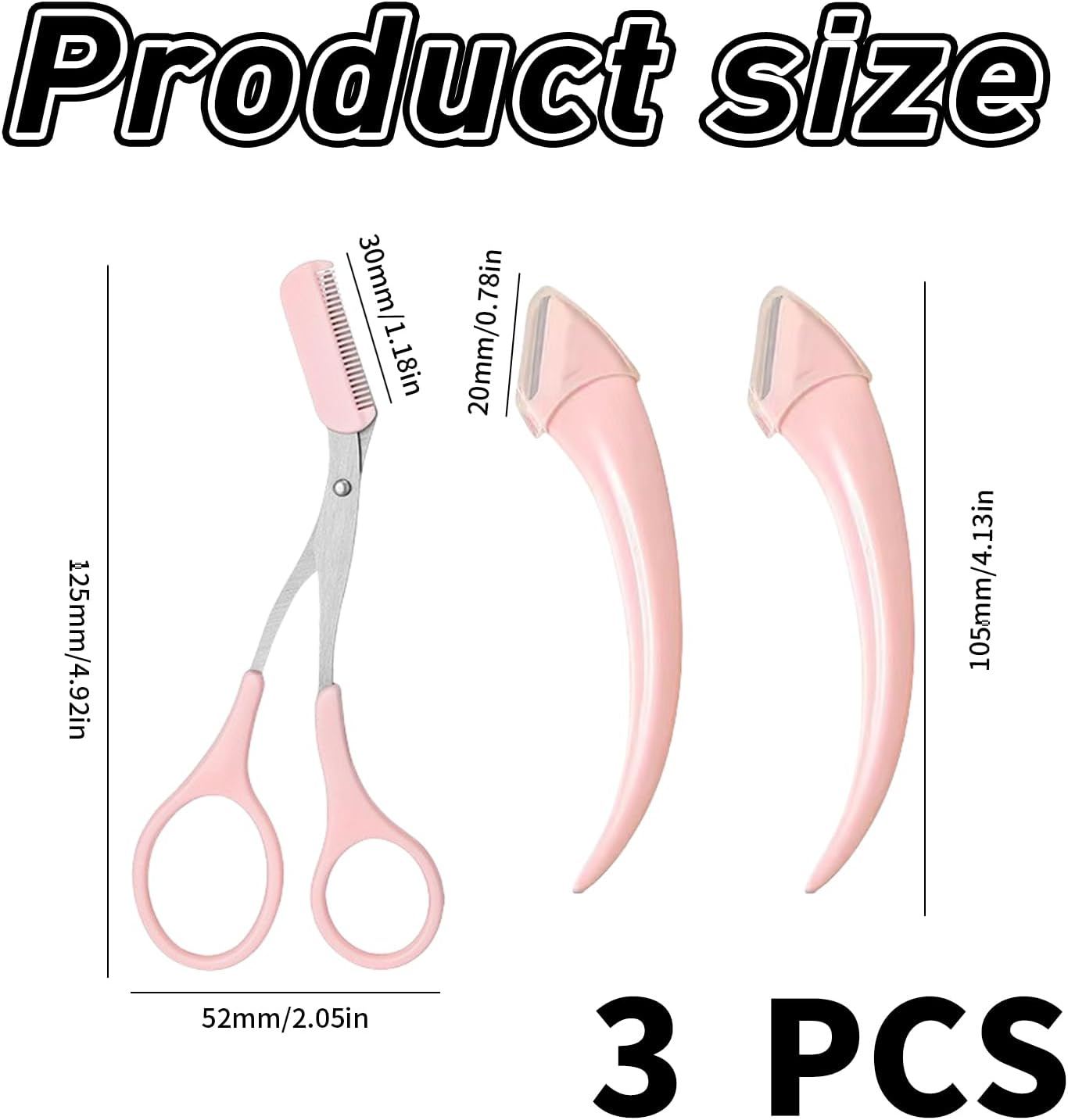 Pack of 3 Eyebrow Scissors with Comb, Eyebrow Scissors, Eyebrow Scissors for Women, Eyebrow Trimmer, Scissors, Eyelash Brush, Eyebrow Comb for Men and Women (Pink) image number 4