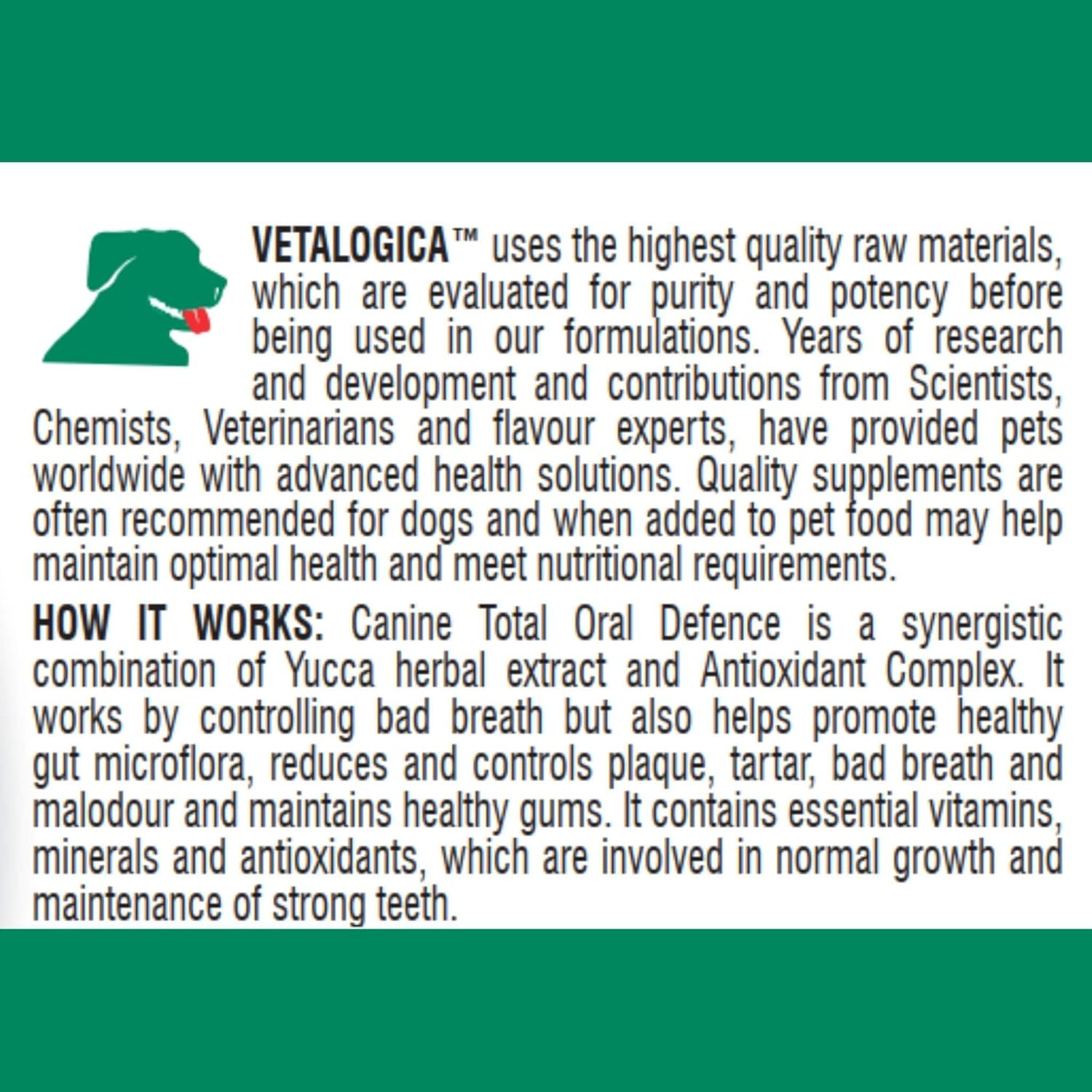 Vetalogica Canine Total Oral Care Dental Treats Supplements 120 Chewable Tablets image number 5