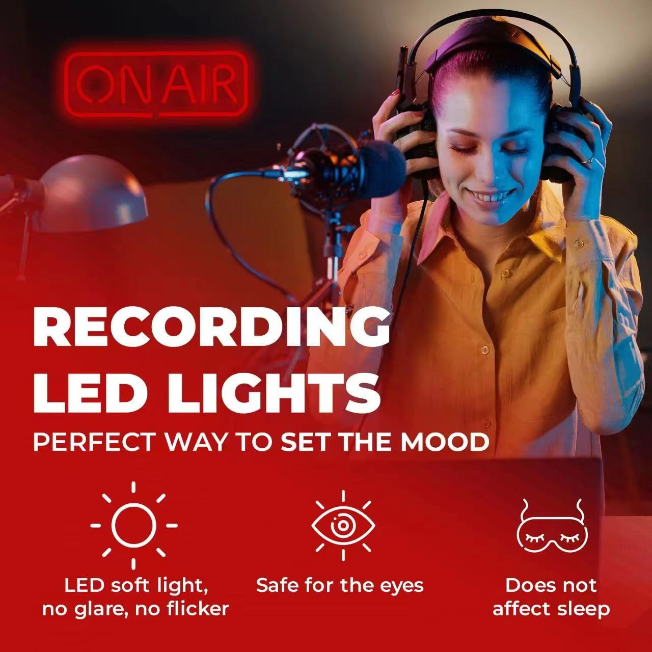 ON AIR Neon Signs, LED Studio Live Decorative Lights, Streaming Recording Sign, USB Connected, for Streamers Influencers Gamers Room Bar Club Home Party Decoration&hellip; (Red) - Red image number 5