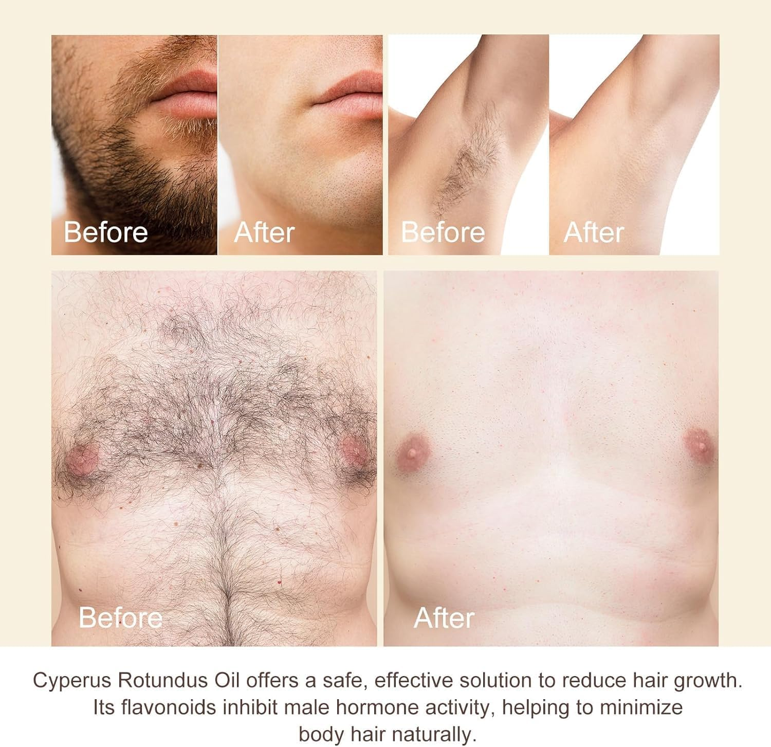 Natural Cyperus Rotundus Oil for Hair Removal, Reducing Body Hair Growth, Smoothing, Moisturizes & Soothes Skin, Gentle and Effective for All Skin Types, 2Fl Oz, 60Ml, image number 3