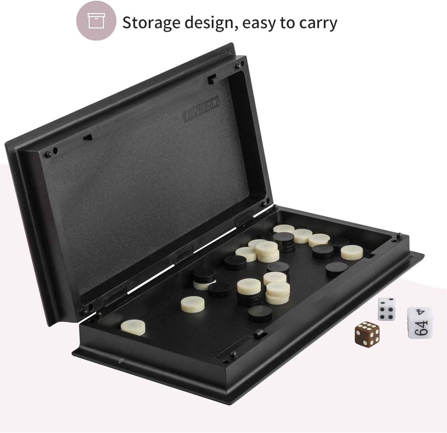 ZUNIPLEX Magnetic Backgammon Set,Dice Game,Magnetic Pieces,Small Land-Based Game,Board Game for Kids Beginner Travelling Chess Piece Set with Portable Storage Board(25Cm*25Cm) image number 2