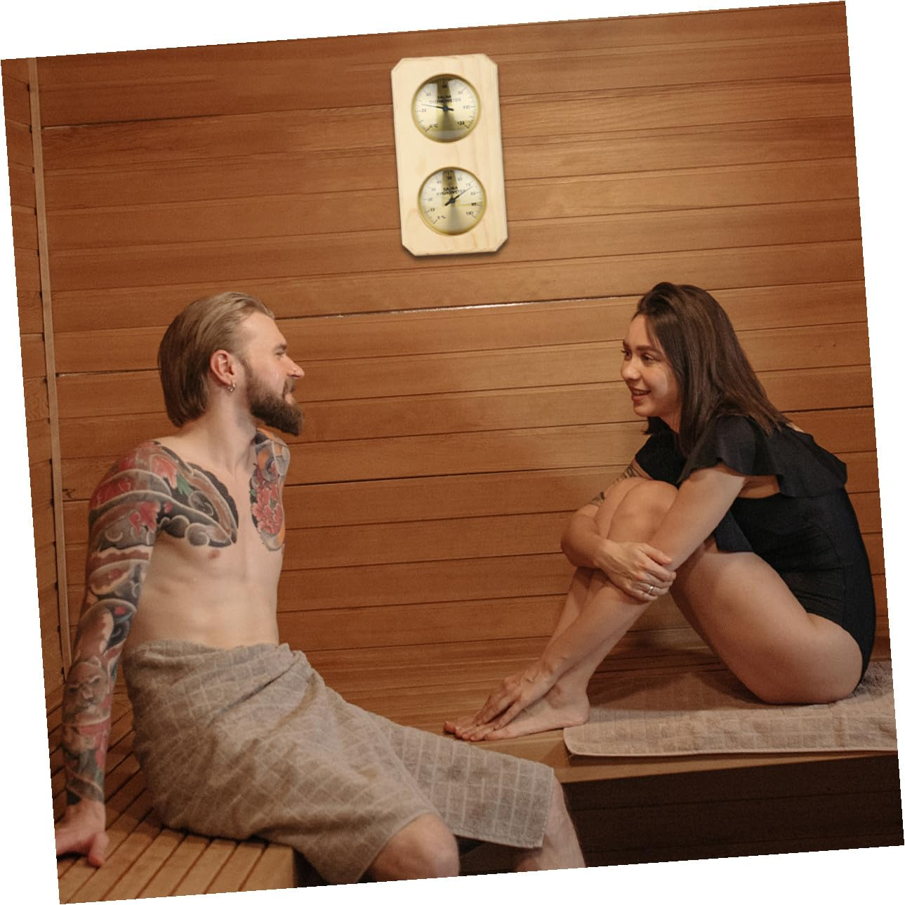 POPETPOP Thermohygrometer for Home Dual-Use Wall Thermometer Accurate Humidity Indoor Temperature Gauge for Sauna image number 4