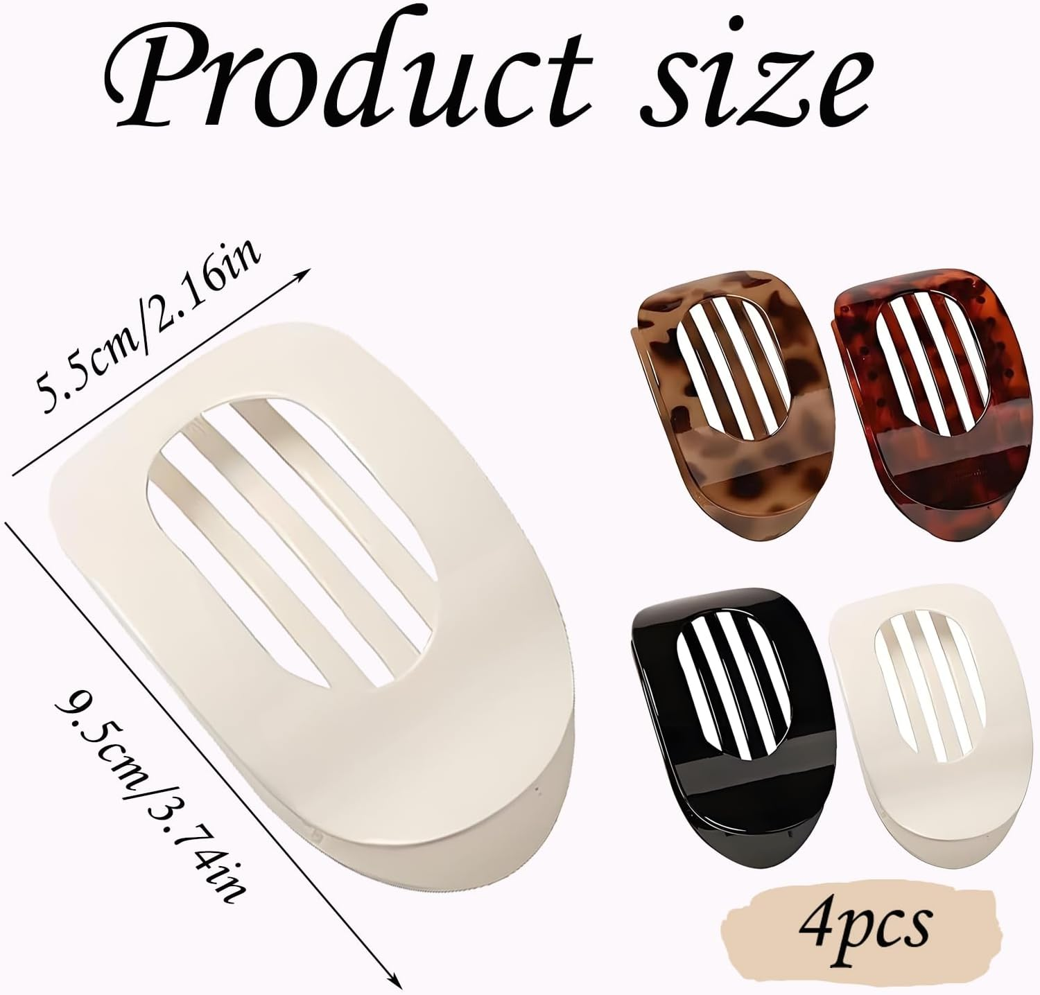 4-Pack of Flat Hair Clips for Women, Strong Fixation, Suitable for Women and Girls, Suitable for Thin and Thick Hair, Daily Use, Curved Design Hair Clips for Lying down and Driving