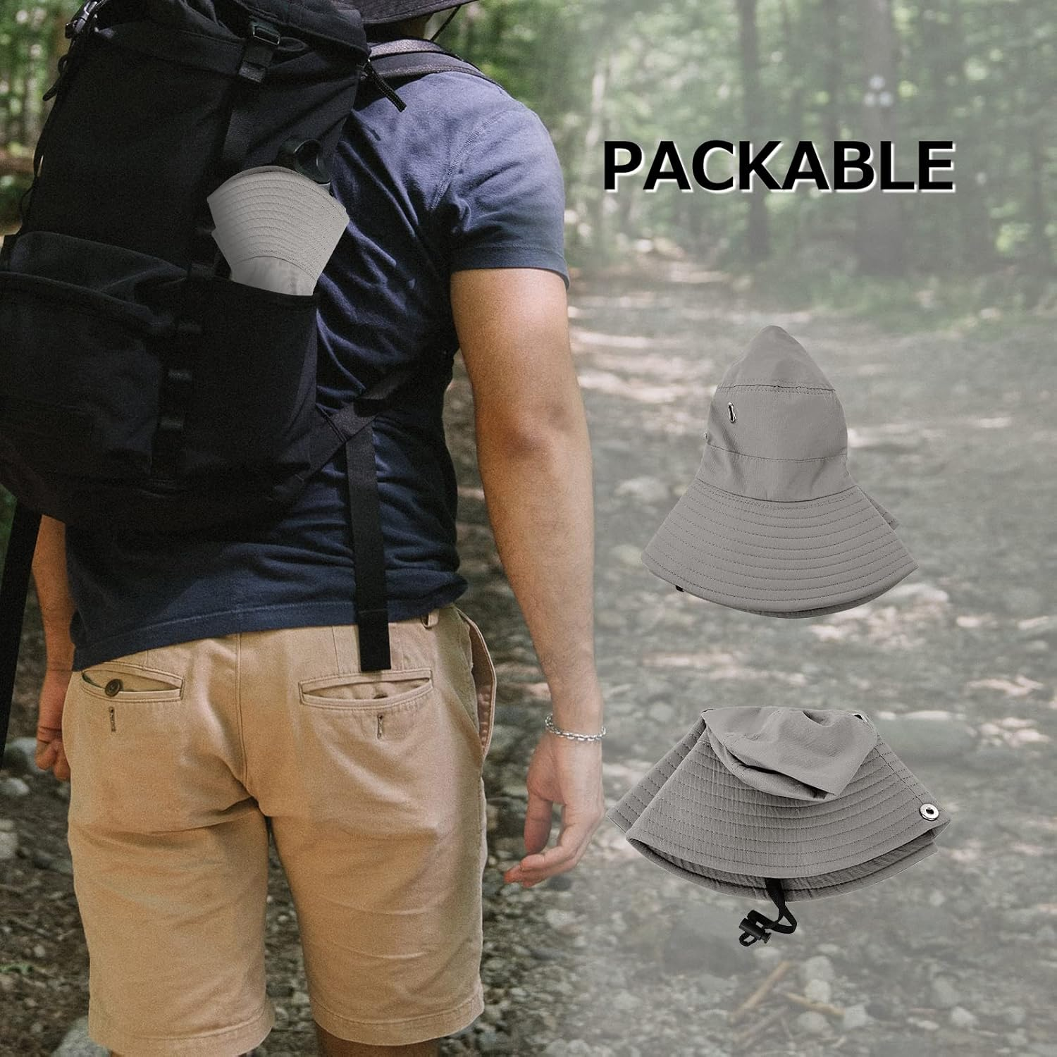 Surblue Boonie Sun Hat Wide Brim Fishing Hat with String for Hiking, Travel