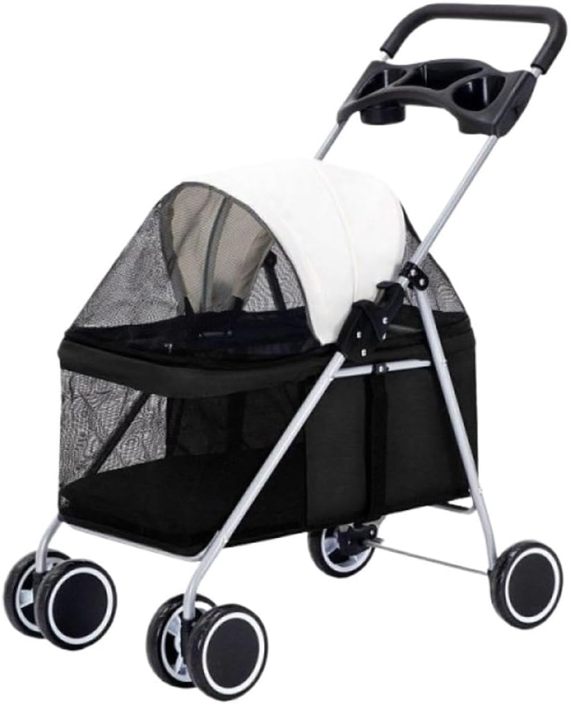 Pet Stroller Dog Stroller Cat Stroller Pet Cat Dog Stroller Travel Carrier with Cup Holders, 22Lbs Capacity Folding Strolling Cart Dog Pram Dog Cat(Color:C)