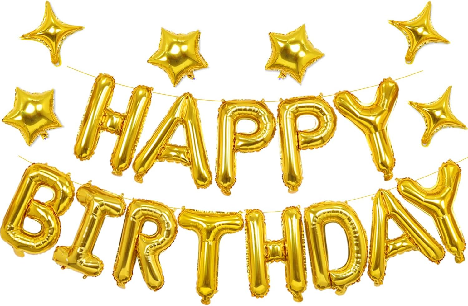 Happy Birthday Balloons,Aluminum Foil Banner Balloons for Birthday Party Decorations and Supplies -Gold