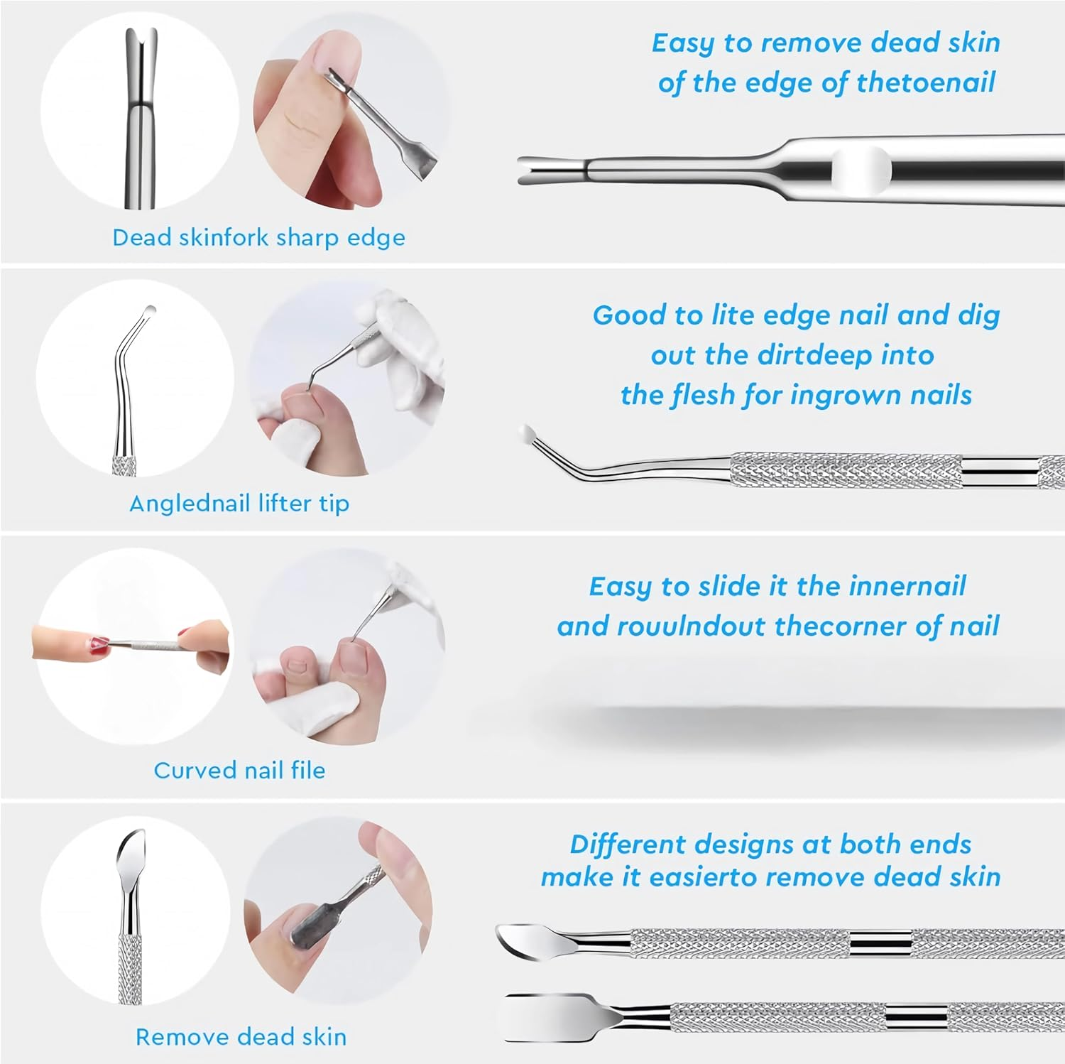 7 Pcs Cuticle Trimmer Cuticle Remover with Cuticle Pusher Tools Kit, Professional Stainless Steel Nail, Cuticle Clippers, Cuticle Pusher, Nail Cuticle Trimmer, Manicure and Pedicure Kit, Nail Tools image number 5