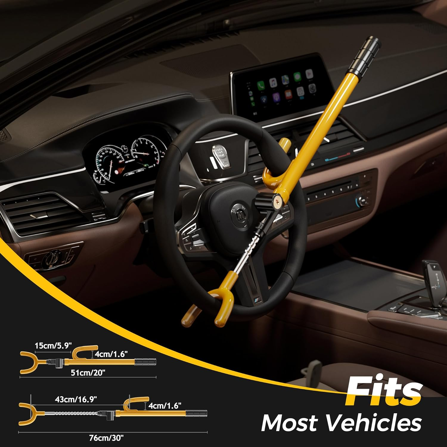 SURDOCA Car Steering Wheel Lock Anti-Theft Device, Easy Installation Steering Wheel Locks for Cars SUV Van, Upgraded Lock Cylinder, Rubber Protection, Extendable Universal Security Devices, Red image number 6