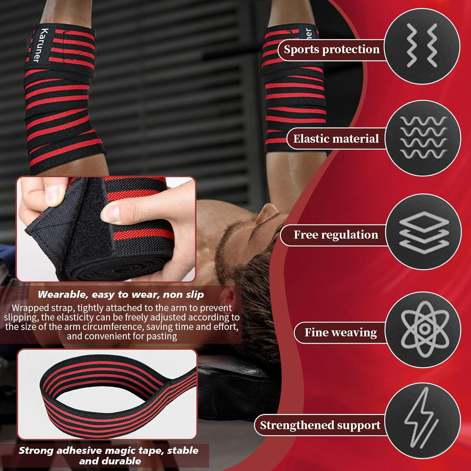 1 Pcs Elbow Wraps for Weightlifting, Flexible Elastic Elbow Braces for Weight Lifting, Bench Press, Powerlifting, Pressing, Breathable Support Elbow Wraps for Joint Pain Relief, Strength Training (L) image number 3