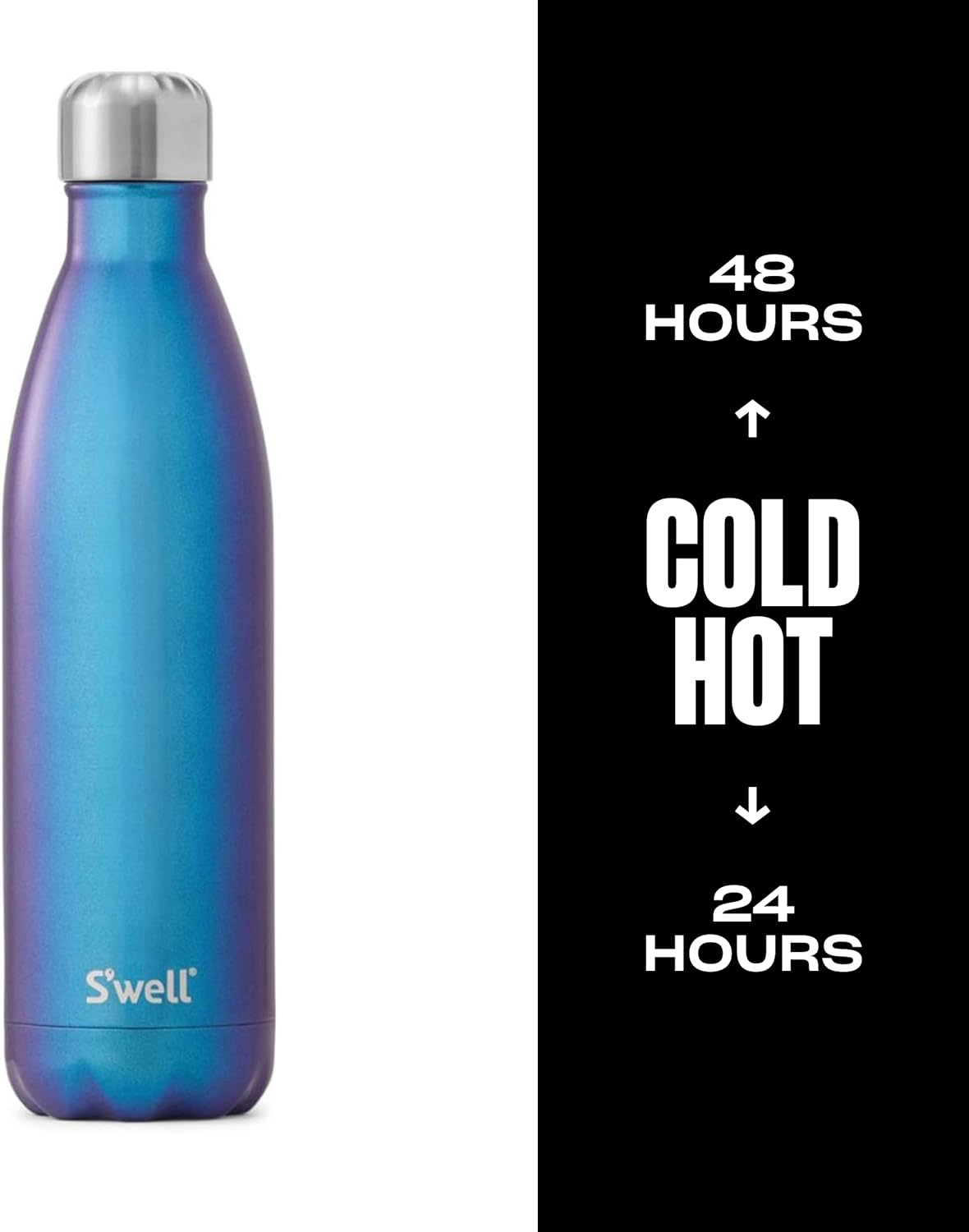 S'Well Stainless Steel Water Bottle, 25Oz, Neptune, Triple Layered Vacuum Insulated Containers Keeps Drinks Cold for 48 Hours and Hot for 24, BPA Free, Perfect for on the Go