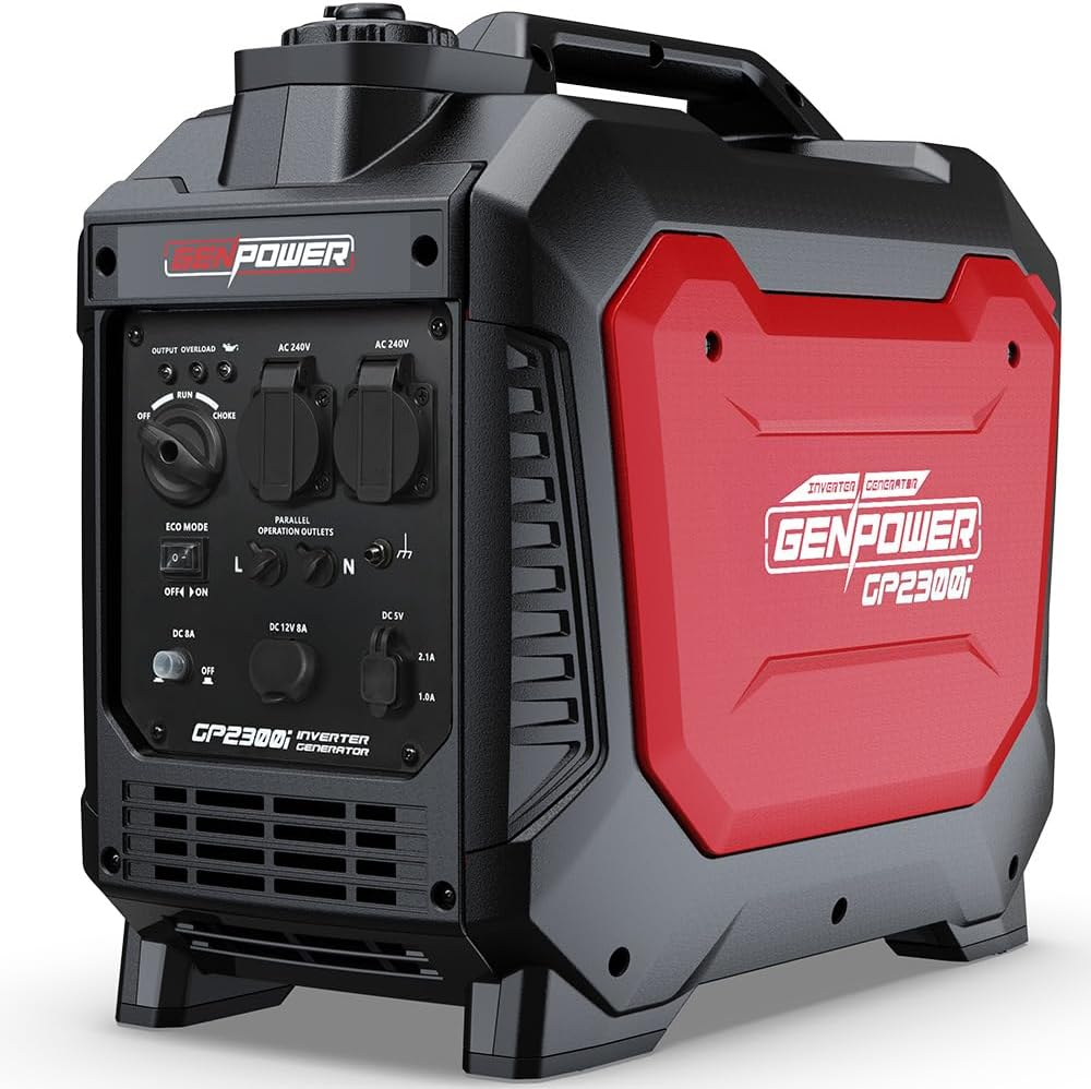 Genpower 2.3Kw Peak 1.8Kw Inverter Generator, 2X15A, 12V, USB, Portable, Petrol, Camping, Home Backup image number 5