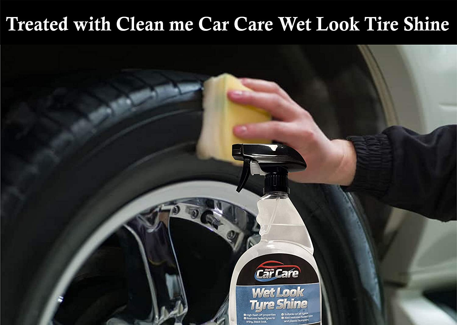 Wet Look Tyre Shine Spray &ndash; Long-Lasting Gloss & Protection | Wheel & Tyre Cleaner | Car Detailing & Wash Kit &ndash; 750Ml image number 3
