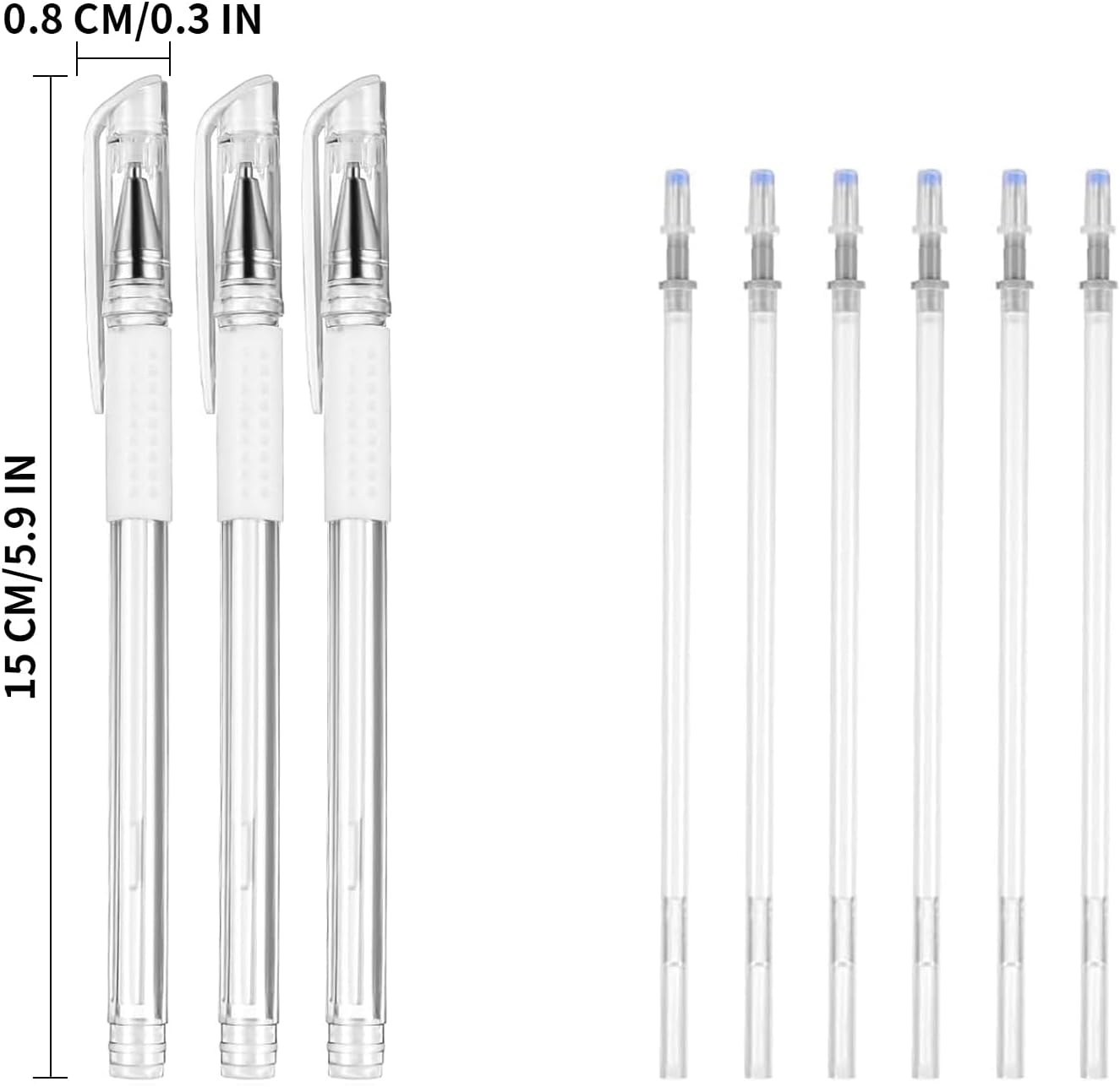 Kzvsiy 3-Piece Eyebrow Microblading Marker Pen Set with 6 Replacement Refills, Skin Marker for Eyebrow Outline, Permanent Makeup Position Mapping, and Tattoo Design (White)