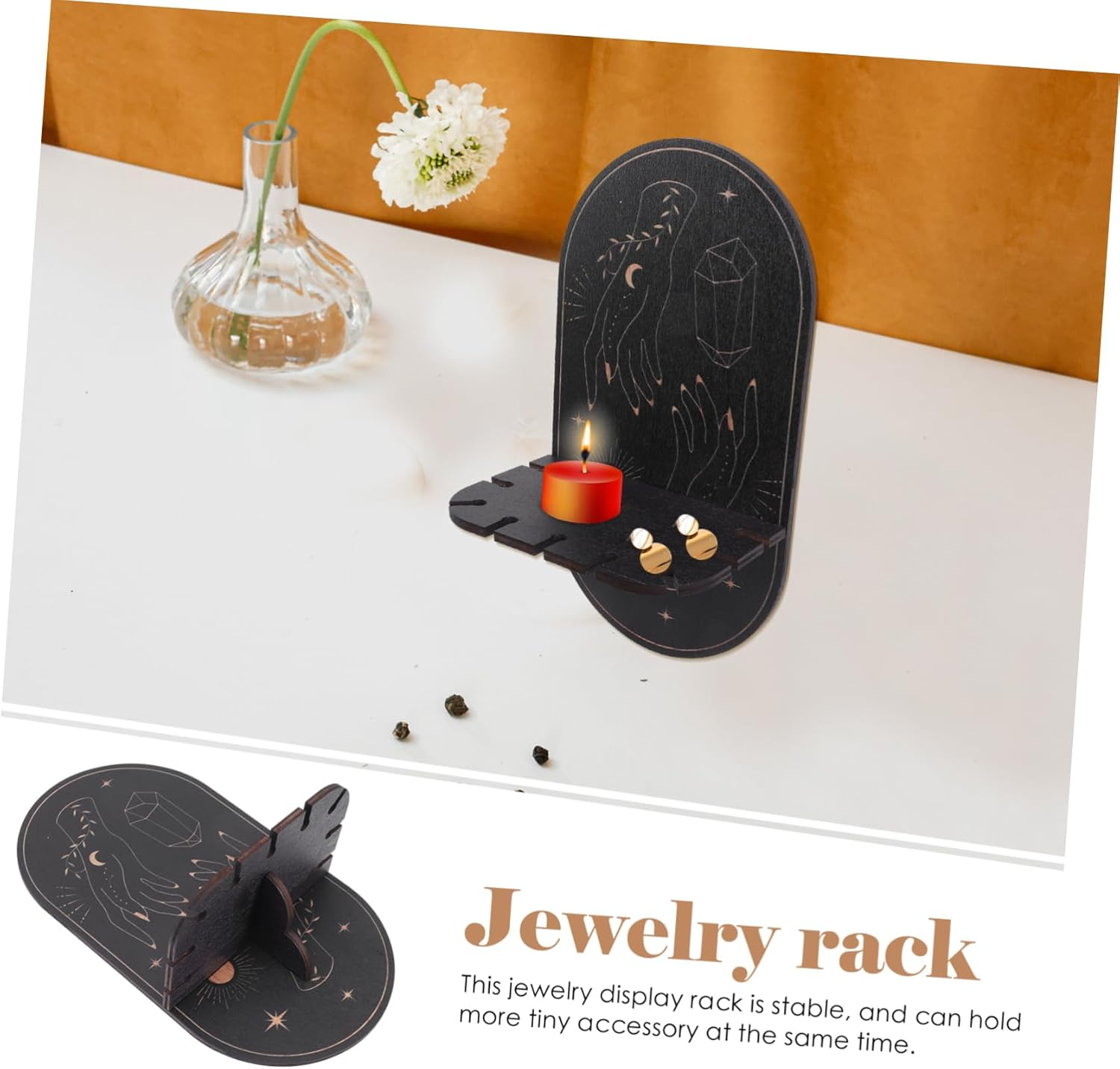 Boho Crystal Shelf Display Rack Action Figure Stand Bohemian Decorative Stand Wall-Mounted Jewelry Holder image number 1