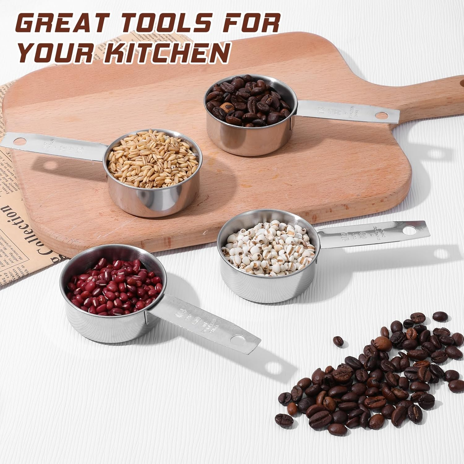 2 Pieces 60 Ml Coffee Spoon Scoop, Stainless Steel Measuring Cup Set, Long Handle Measuring Spoon, Espresso Spoon, Measuring Cups, Kitchen Set for Liquids, Solids, Tea, Coffee, Cocoa, Beans, Milk image number 5