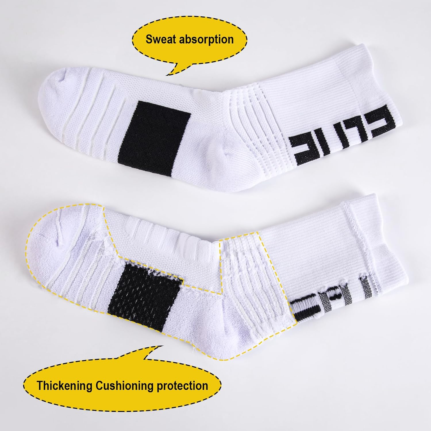 5 Pairs Cushion Crew Socks Elite Athletic Socks for Men Women for Basketball, Running, Sports, Walking, Working, Cycling, Hiking, Football image number 6