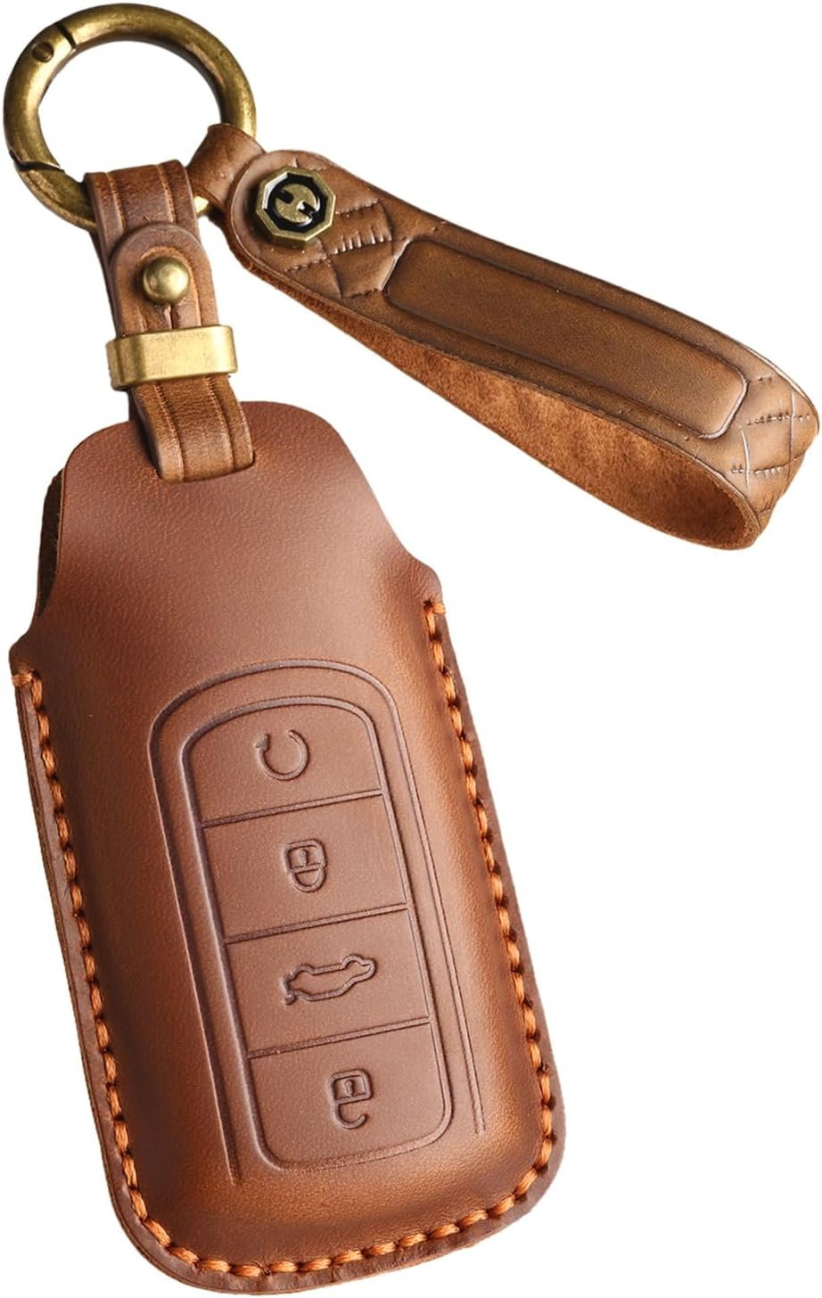 Ontto Cowhide Car Key Cover Fit for Chery Tiggo 8Plus Tiggo 8 New 5 plus 7Pro Max Omoda 5 C5 Handmade Leather Key Case Holder Keyring Key Chain Smart Key Shell Accessories