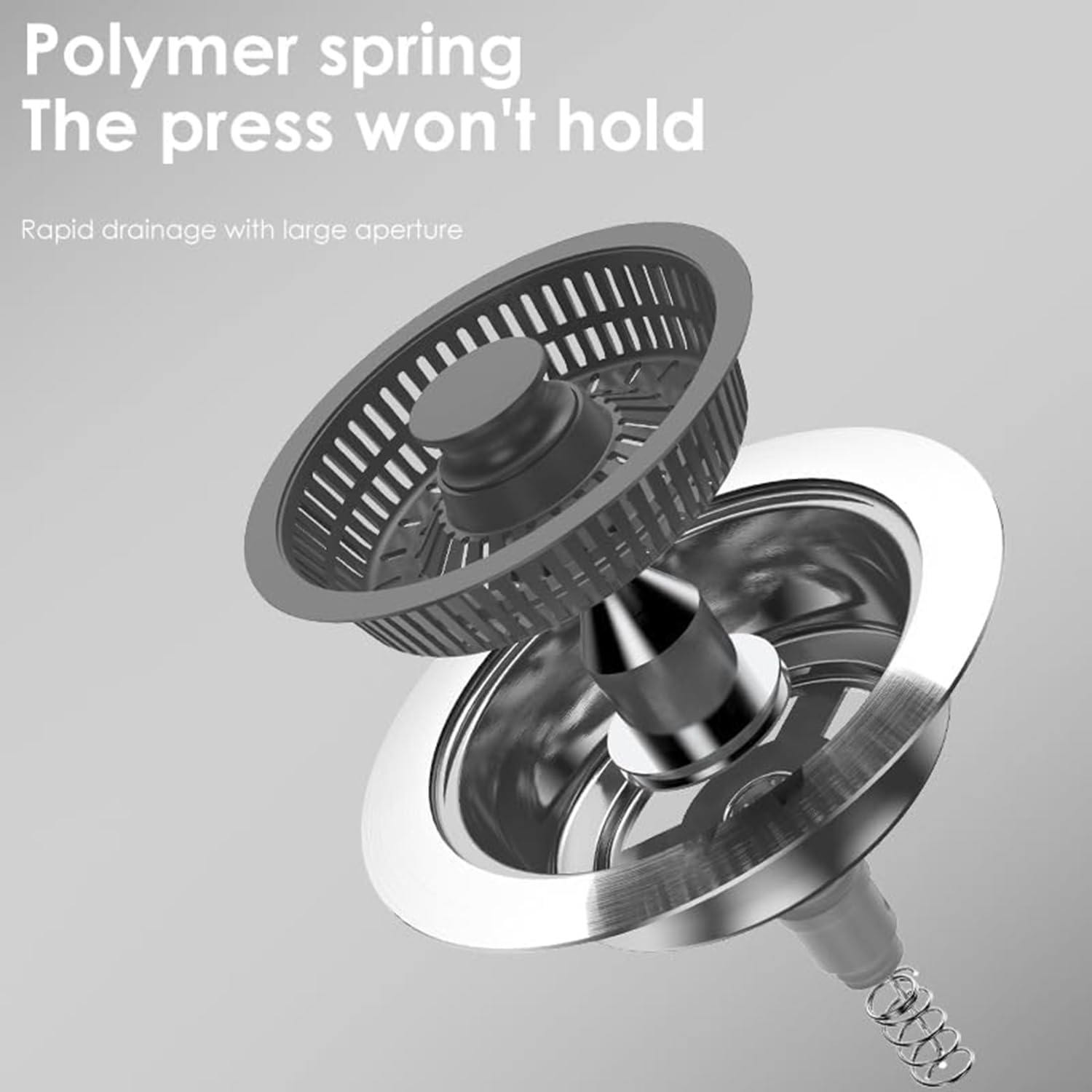 Kitchen Sink Drain Strainer and Stopper Combo 2 Pack, Large Capacity anti Clogging Basket Sink Filter with Handle Rod for American Standard 3-1/2 Inch Drain Pipes Strainer image number 2