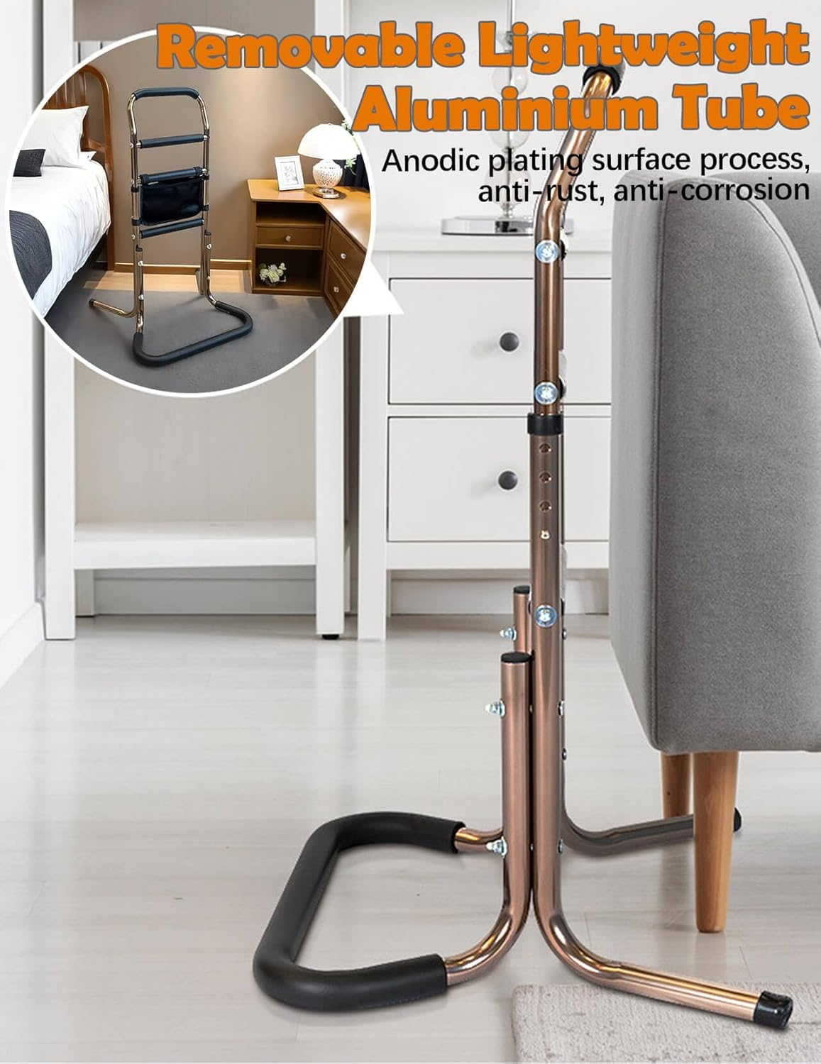 Lift Standing Aid Portable Rails, Sit to Stand Assistance for Elderly Adults Patient, Adjustable Height Safety Hand Rails Mobility Aid, Fall Protection for Disabled Pregnant image number 2