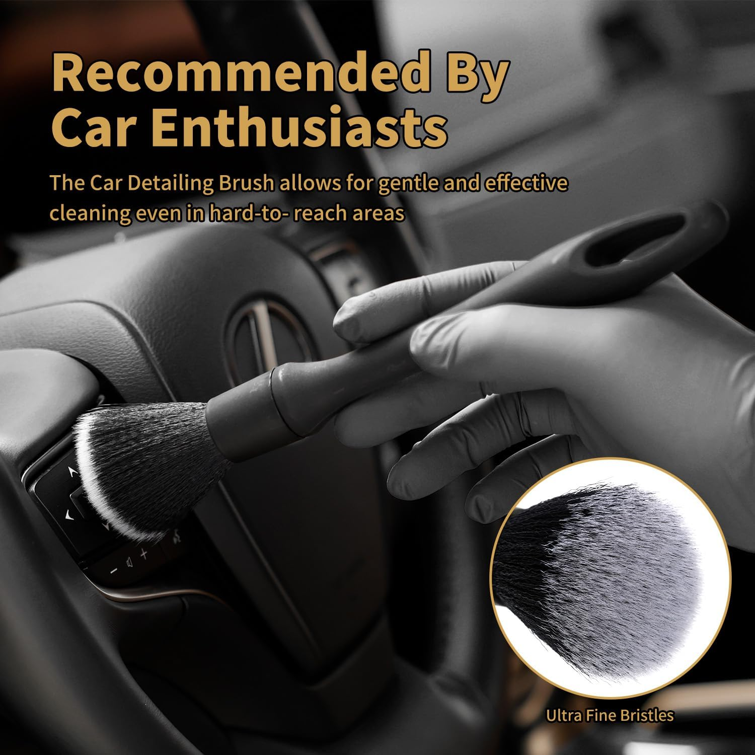 Car Drying Towel Set of 4,1300 GSM Microfiber Towels for Cars, 36" X 24" & 16" X 16", Ultra-Absorbent, Streak Free, Premium Microfiber Cleaning Cloth with Car Wash Mitt and Brush (4, Black) image number 4