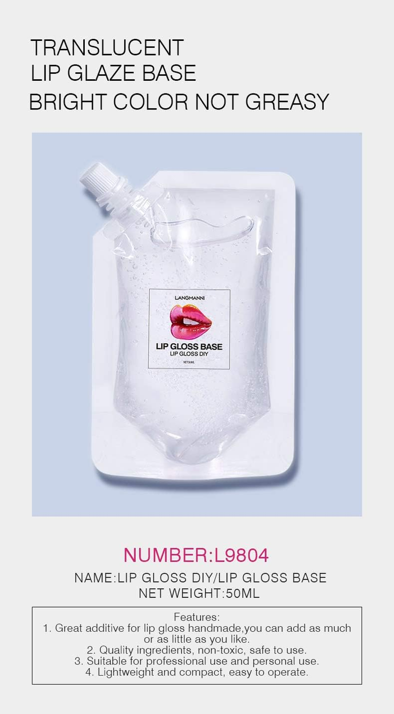 Bestland 2Pack DIY Homemade Moisturizing Lip Gloss Base, Lip Makeup Primer Basic Lipstick Material, Natural Non-Stick Clear Lip Gloss Base Making Lip Gloss Supplies, 2Pack 100Ml (Transparent) image number 1