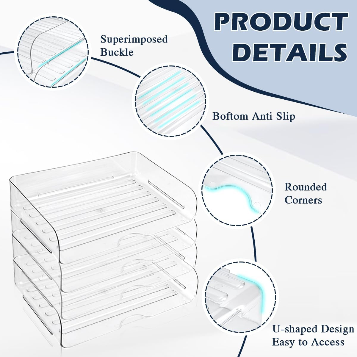 4 Pcs Paper Organizer Letter Tray for Desk, Stackable Clear File Organizer with Label and Sticker for Office, Acrylic Multipurpose A4 Size Paper Holder for Ipad Books Notes Magazine Receipts image number 2