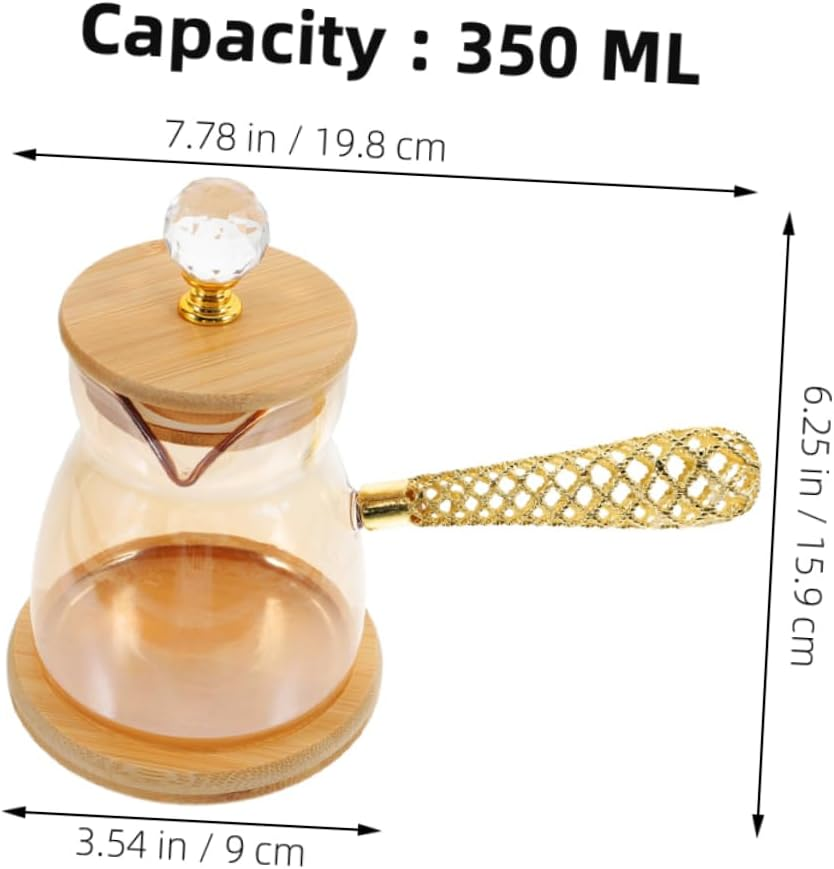 INOOMP 2Pcs Glass Turkish Coffee Maker Pot Side Handle Glass Teapot Small Milk Kettle for Home Kitchen Brew Tea image number 2