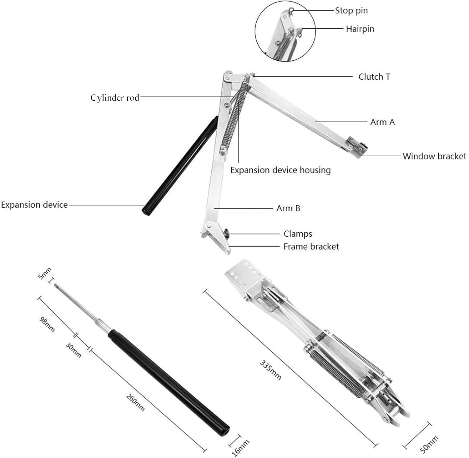 2 Pcs Automatic Greenhouse Window Opener Auto Vent Opener Roof Vent Opener Auto Vent Kit Solar Heat Sensitive Agriculture Gardening Tools and Supplies (Dual Spring Lifts 15 Lbs) - 2 X Auto Roof Vent Opener (Single Spring) image number 4