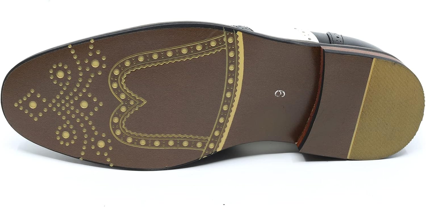 Men'S Two Tone Spectator Wingtip Perforated Lace up Oxford Dress Shoes ALEX-08 image number 4