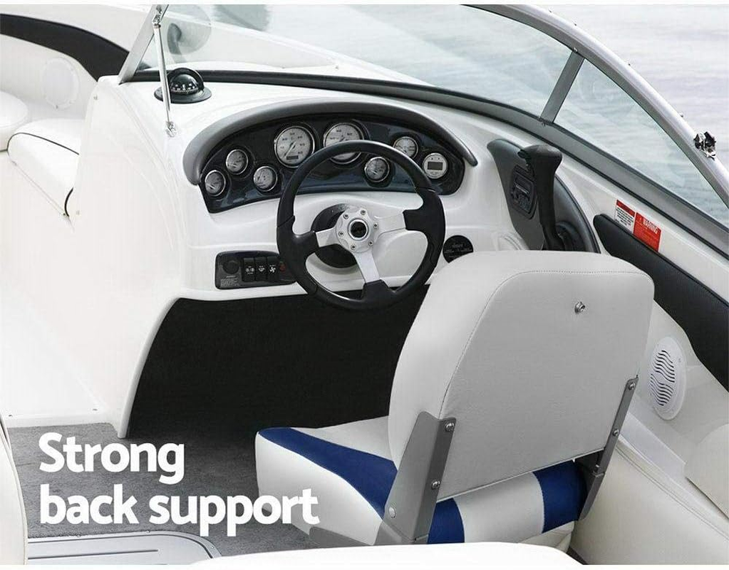 Seamanship Boat Seats, Set of 2 Folding Seat Swivel Chair Floor Chairs Marine Seating Fishing Outdoor Accessories, All Weather Conditions Stainless Steel Blue