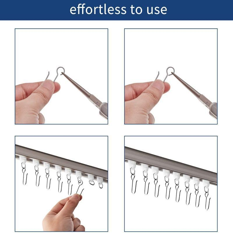 Generic Metal Curtain Hooks &ndash; 50 Pack Drapery Hooks Curtain Track Hooks Hanger S Hooks Hardware Hooks Small Clips for Ceiling Curtains Track Indoor/Shower/Window (Style1, One Size) image number 4