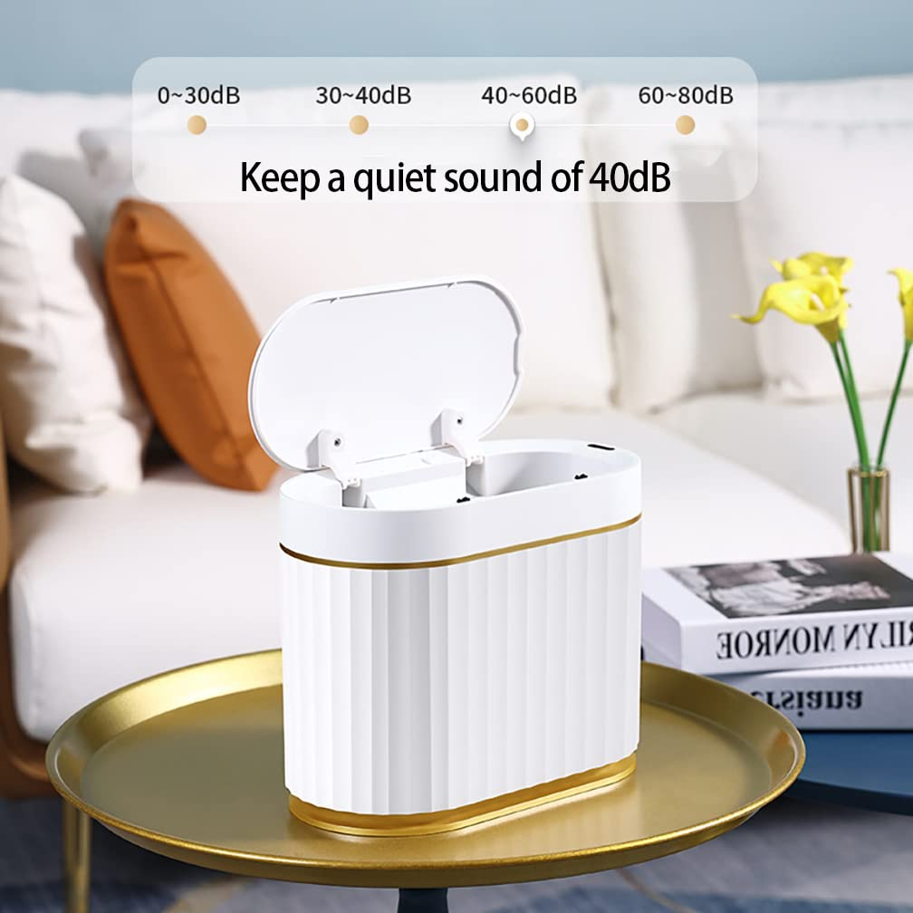 Mini Trash Bin with Lid, Slim Automatic Garbage Can, 5 Liter Waterproof Countertop Rubbish Bin, Small Plastic Motion Sensor Wastebasket for Desk, Bedroom, Office, Kitchen, Bathroom(No Battery) image number 6