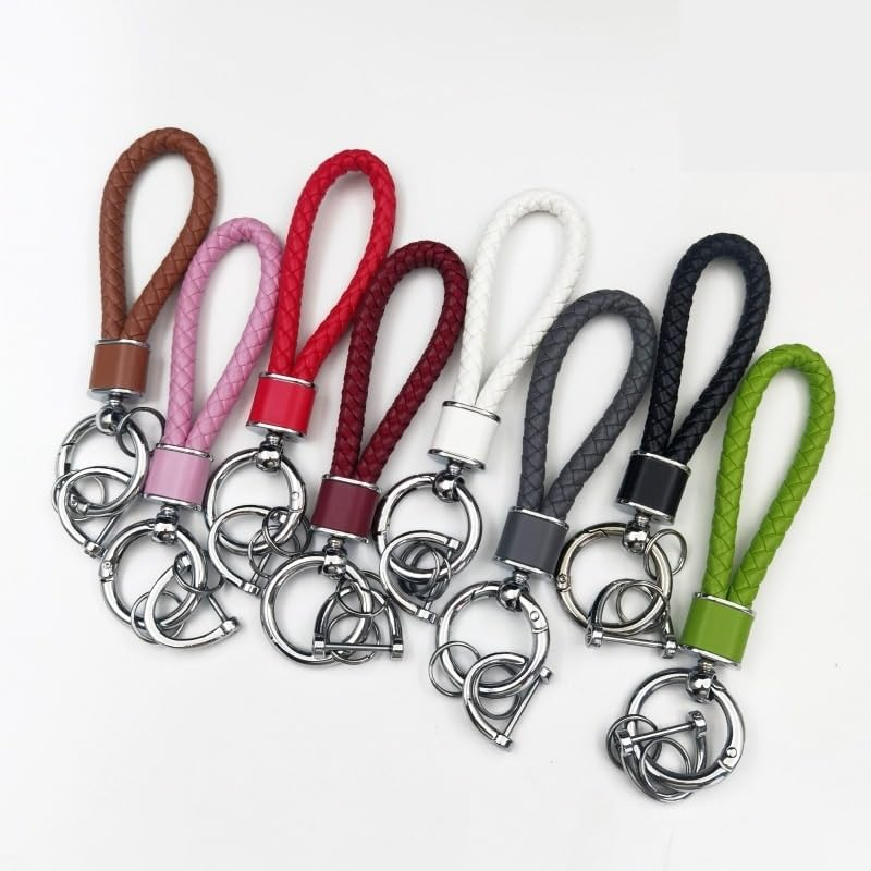 Leather Weave Keychain Suit for Car Keychain Keyring Present Woman ，With 360 Degree Rotatable D-Ring image number 2