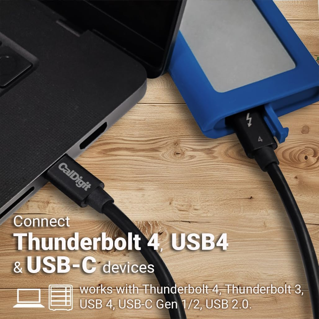 [Intel Certified] Caldigit Thunderbolt 4 Cable - 40Gbps 100W Charging, Compatible with Thunderbolt 3 & USB-C, 2016+ Macbook Pro, Air, 2020+ M1 (0.8 Meter 2.62 Feet, Thunderbolt 4 / USB 4 Cable) image number 2